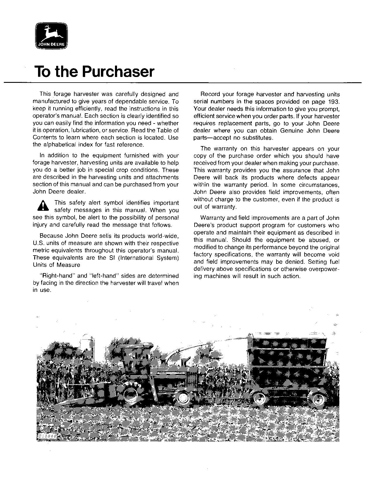 JOHN DEERE 5440 5460 HARVESTER OPERATORS MANUAL