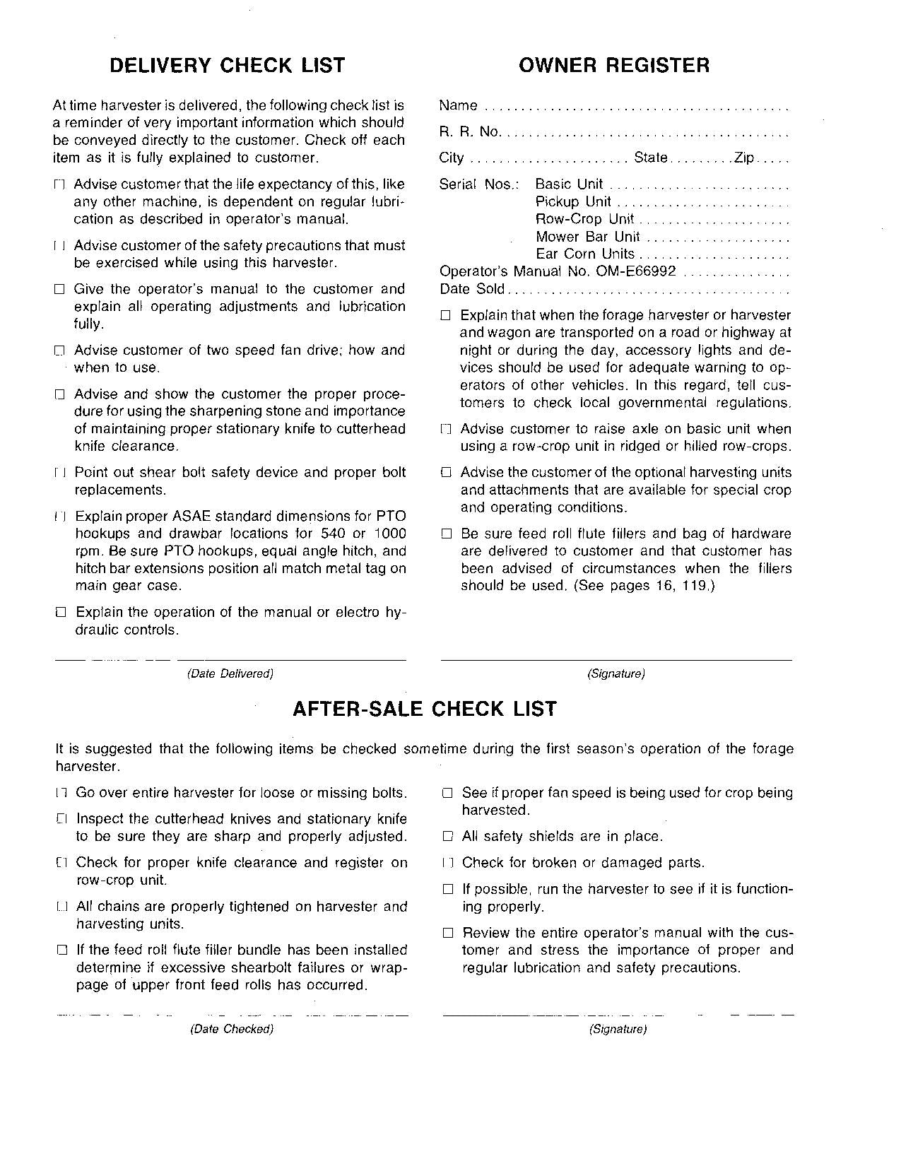 JOHN DEERE 3940 3960 HARVESTER OPERATORS MANUAL