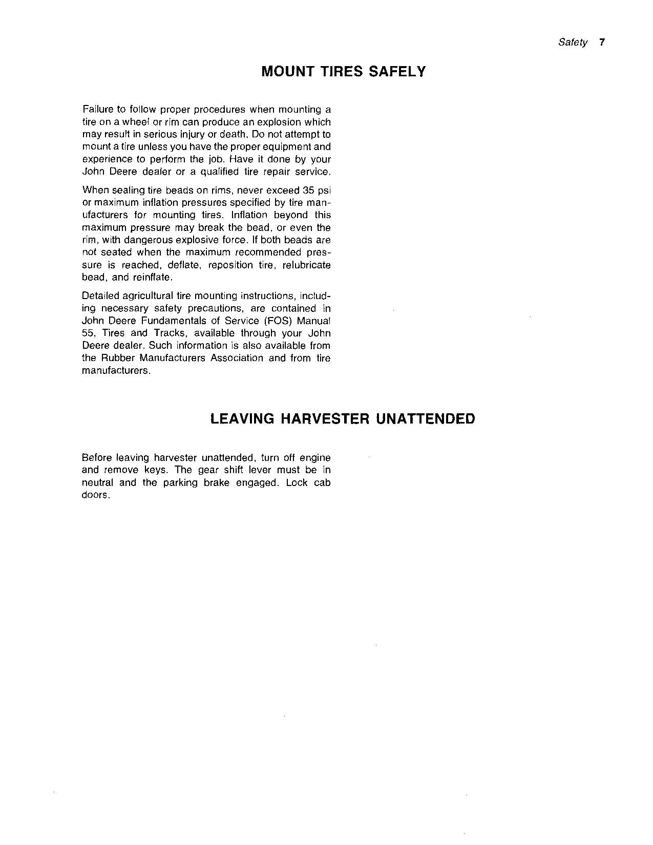 JOHN DEERE 5720 5820 HARVESTER OPERATORS MANUAL #1