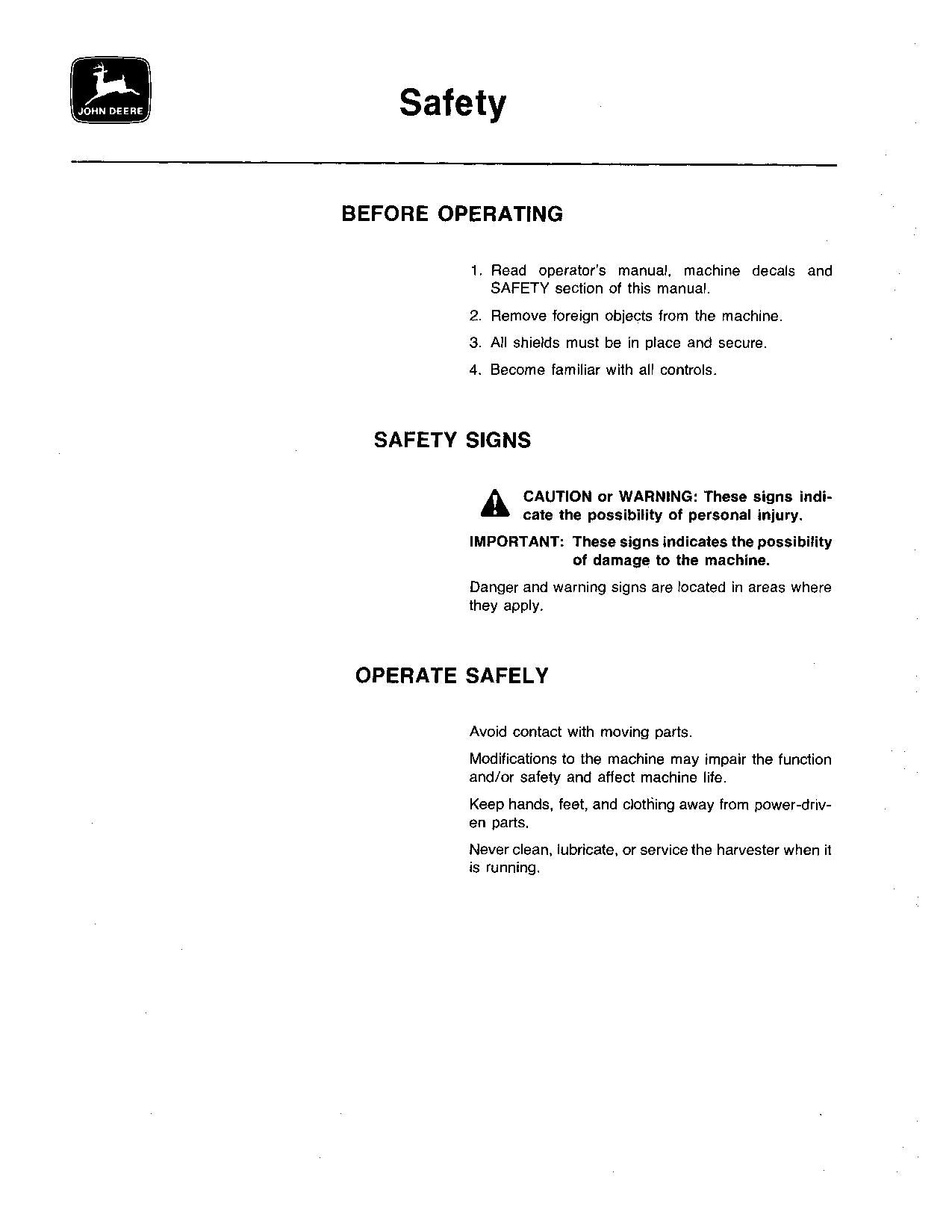 JOHN DEERE 5720 5820 HARVESTER OPERATORS MANUAL #1