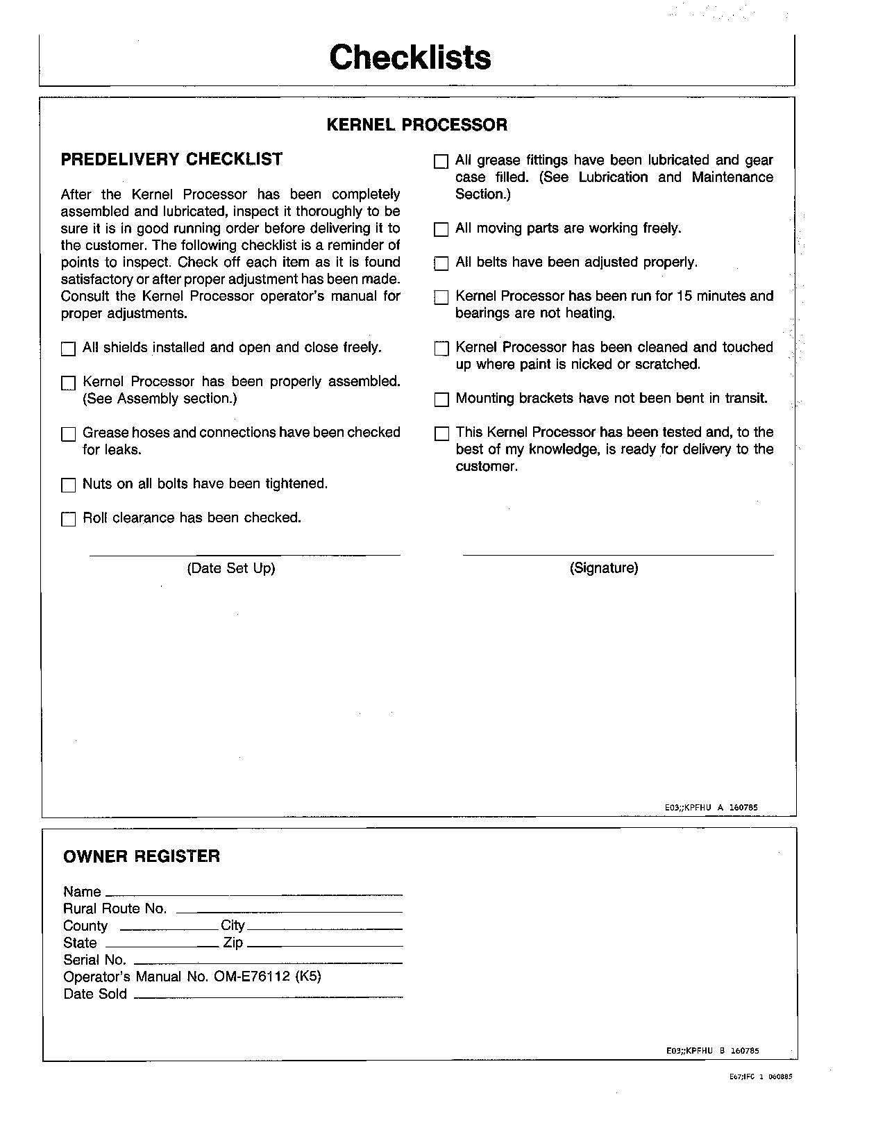 JOHN DEERE KERNEL 5200 5400 5440 5460 5730 5720 5830 HARVESTER OPERATORS MANUAL