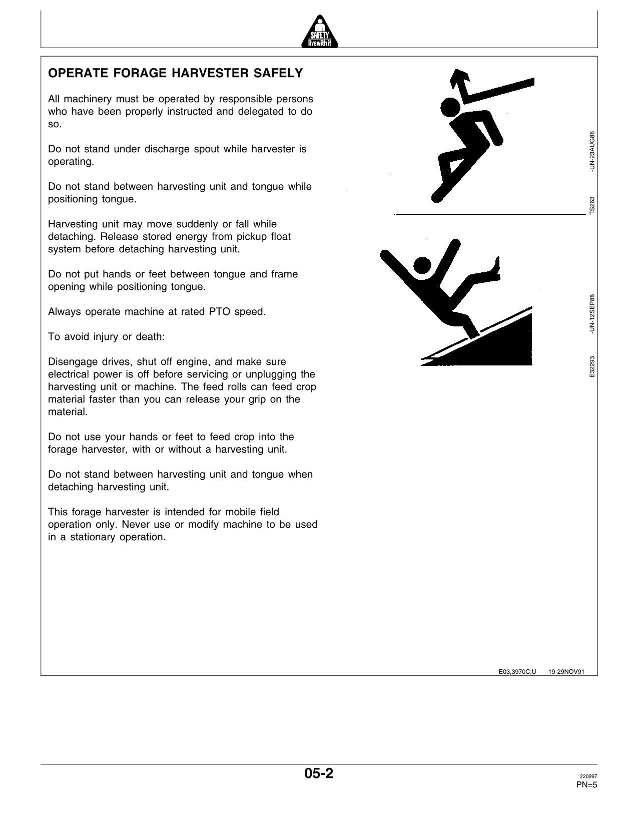 JOHN DEERE 3950 3970 HARVESTER OPERATORS MANUAL #2