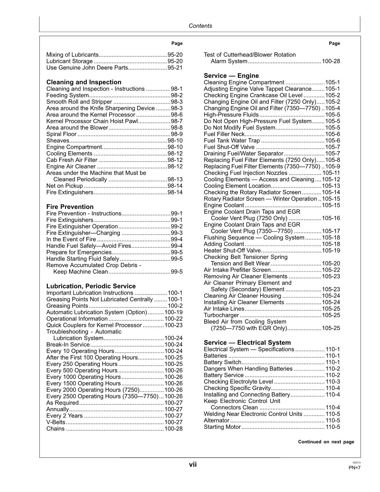 JOHN DEERE 7250 7350 7450 7550 7750 HARVESTER OPERATORS MANUAL #2