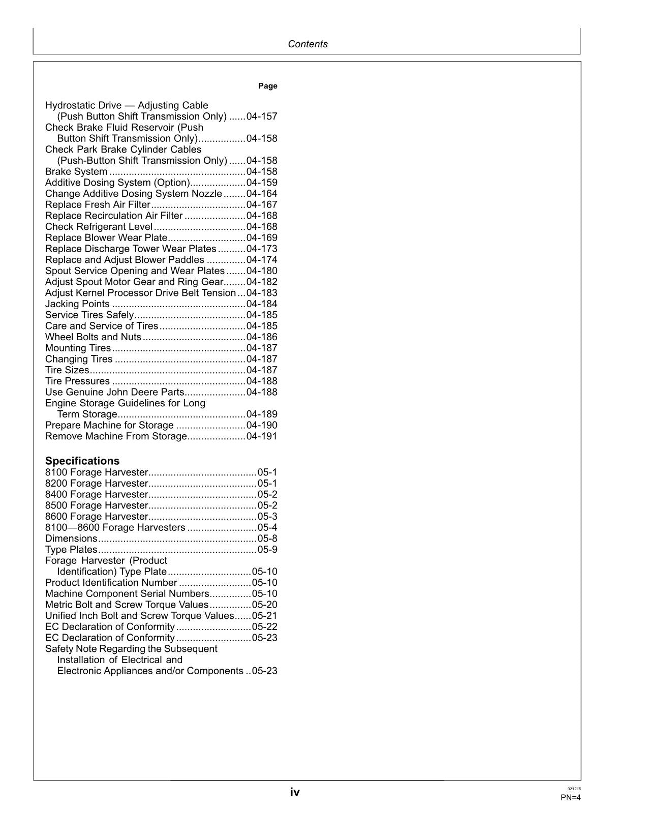 JOHN DEERE 8100 8200 8400 8500 8600 HARVESTER OPERATORS MANUAL