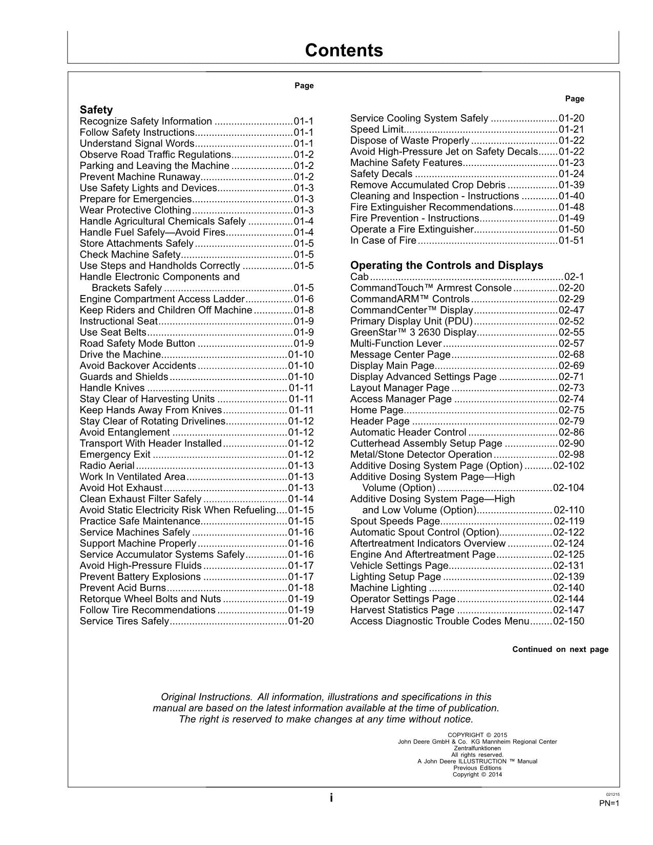 JOHN DEERE 8100 8200 8400 8500 8600 HARVESTER OPERATORS MANUAL