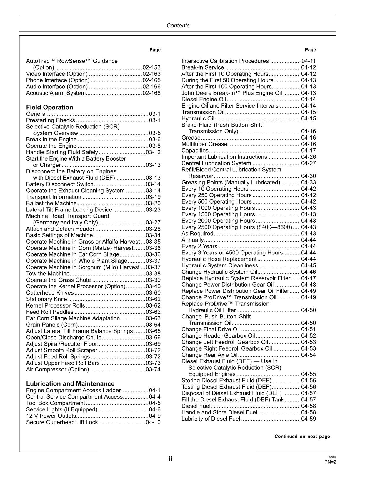 JOHN DEERE 8100 8200 8400 8500 8600 HARVESTER OPERATORS MANUAL