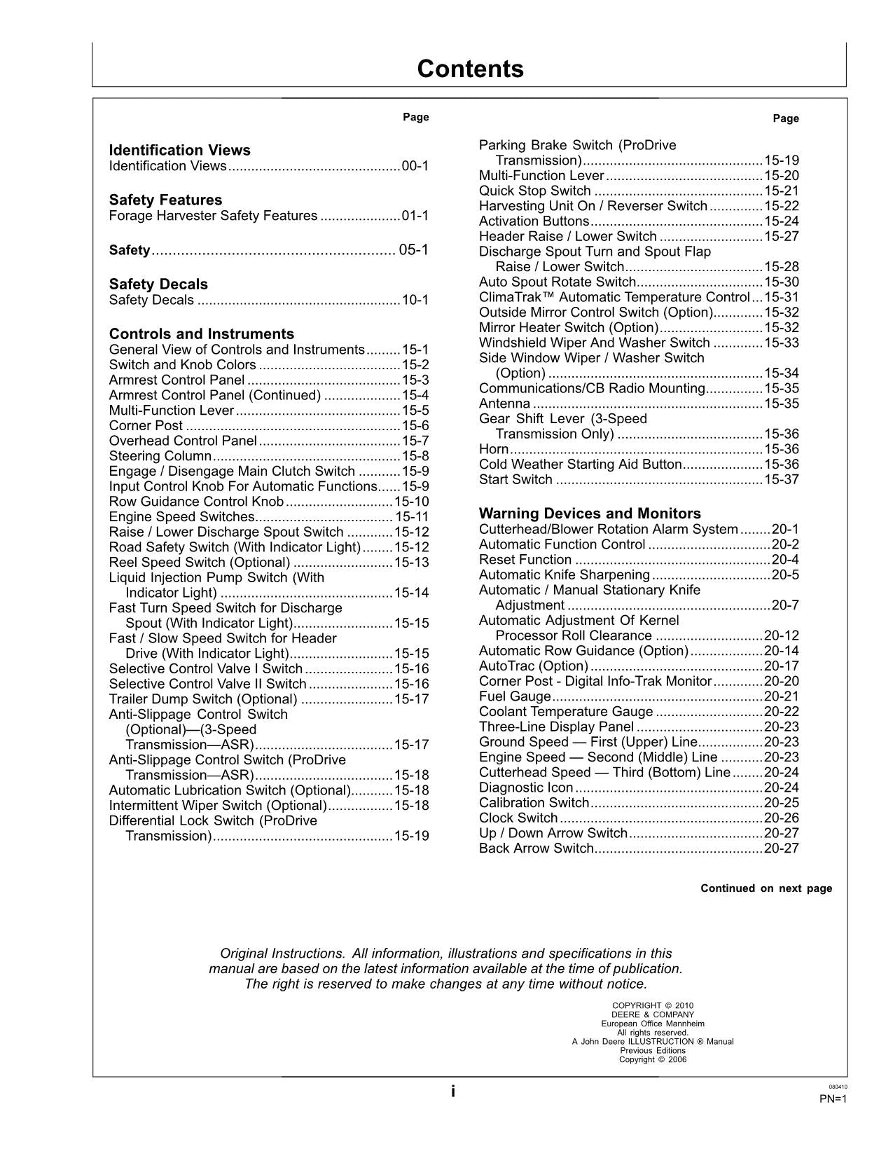 JOHN DEERE 7200 7300 7400 7500 HARVESTER-BETRIEBSHANDBUCH Nordamerika