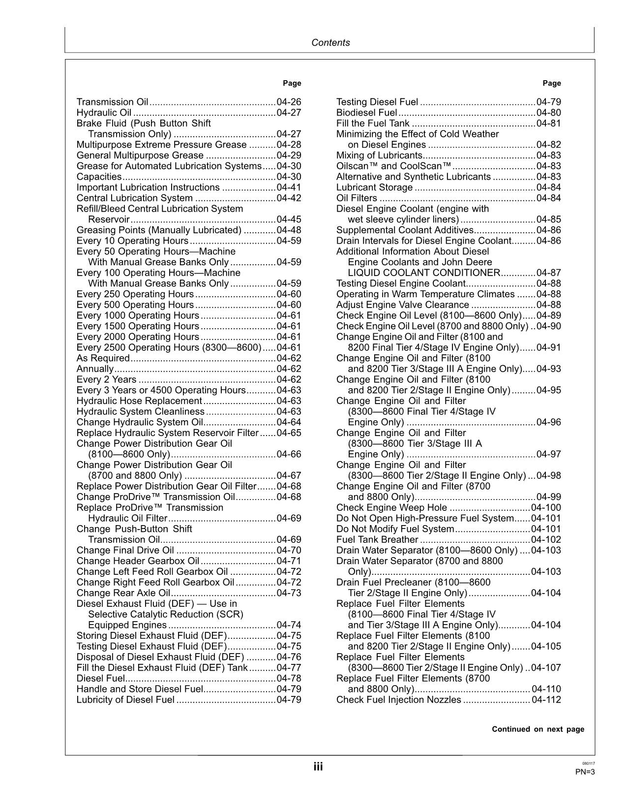 JOHN DEERE 8100 8200 8300 8400 8500 8600 8700 8800 HARVESTER OPERATORS MANUAL #8