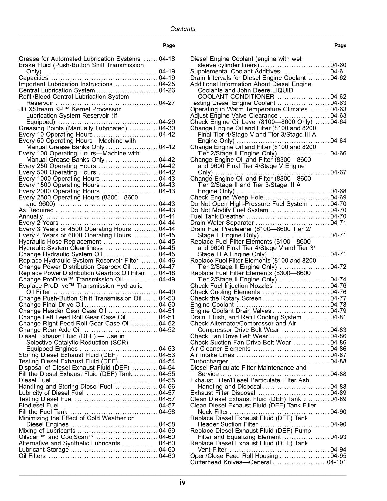 JOHN DEERE 8100 8200 8300 8600 8400 8500 9600  HARVESTER OPERATORS MANUAL