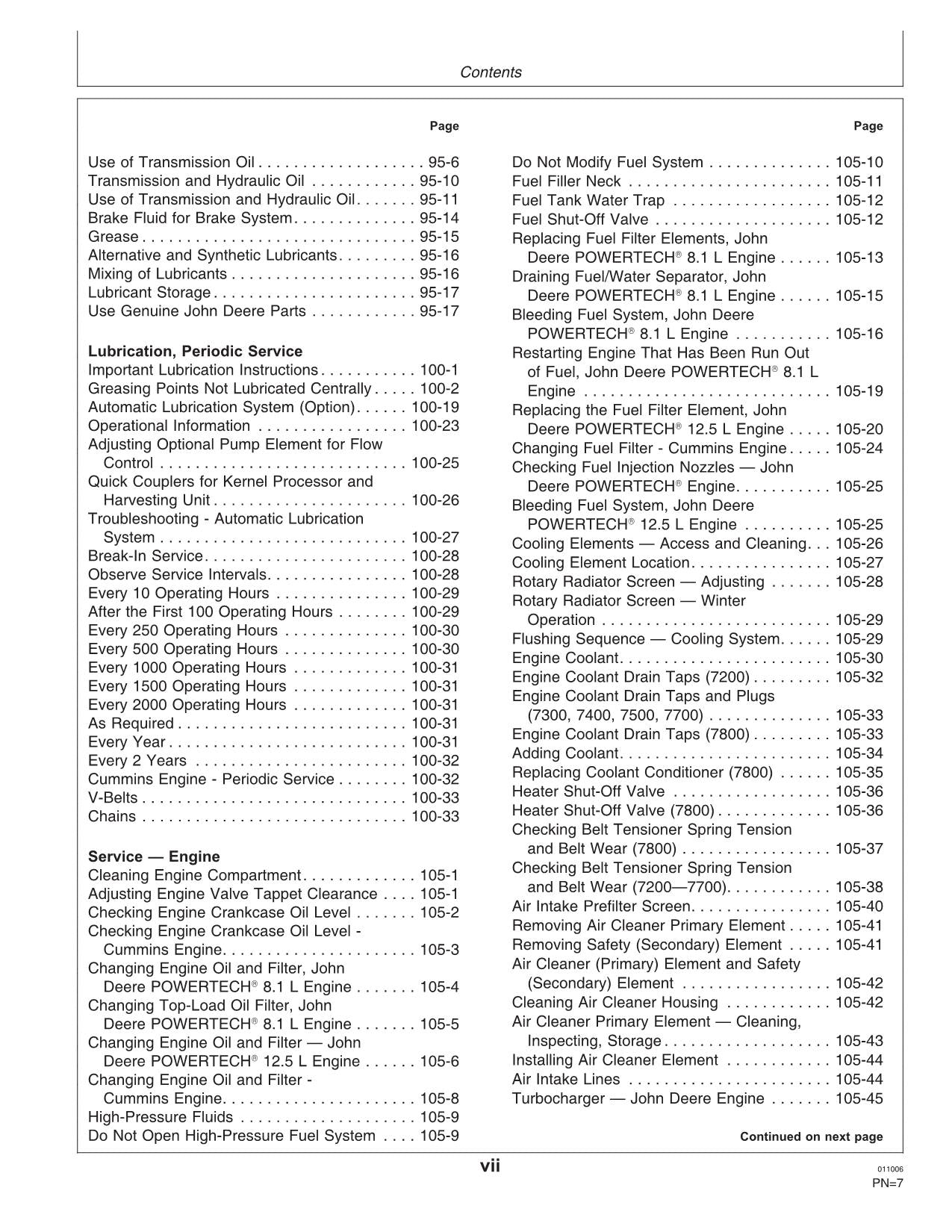 JOHN DEERE 7200 7300 7400 7500 7700 7800 HARVESTER OPERATORS MANUAL #1