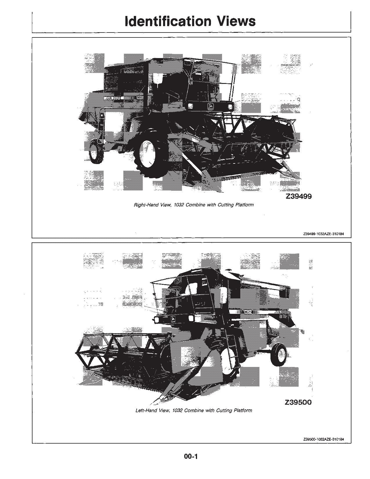 JOHN DEERE 1032 1042 1052  COMBINE OPERATOR MANUAL #1