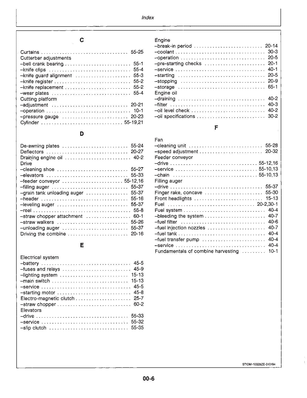 JOHN DEERE 1032 1042 1052  COMBINE OPERATOR MANUAL #1