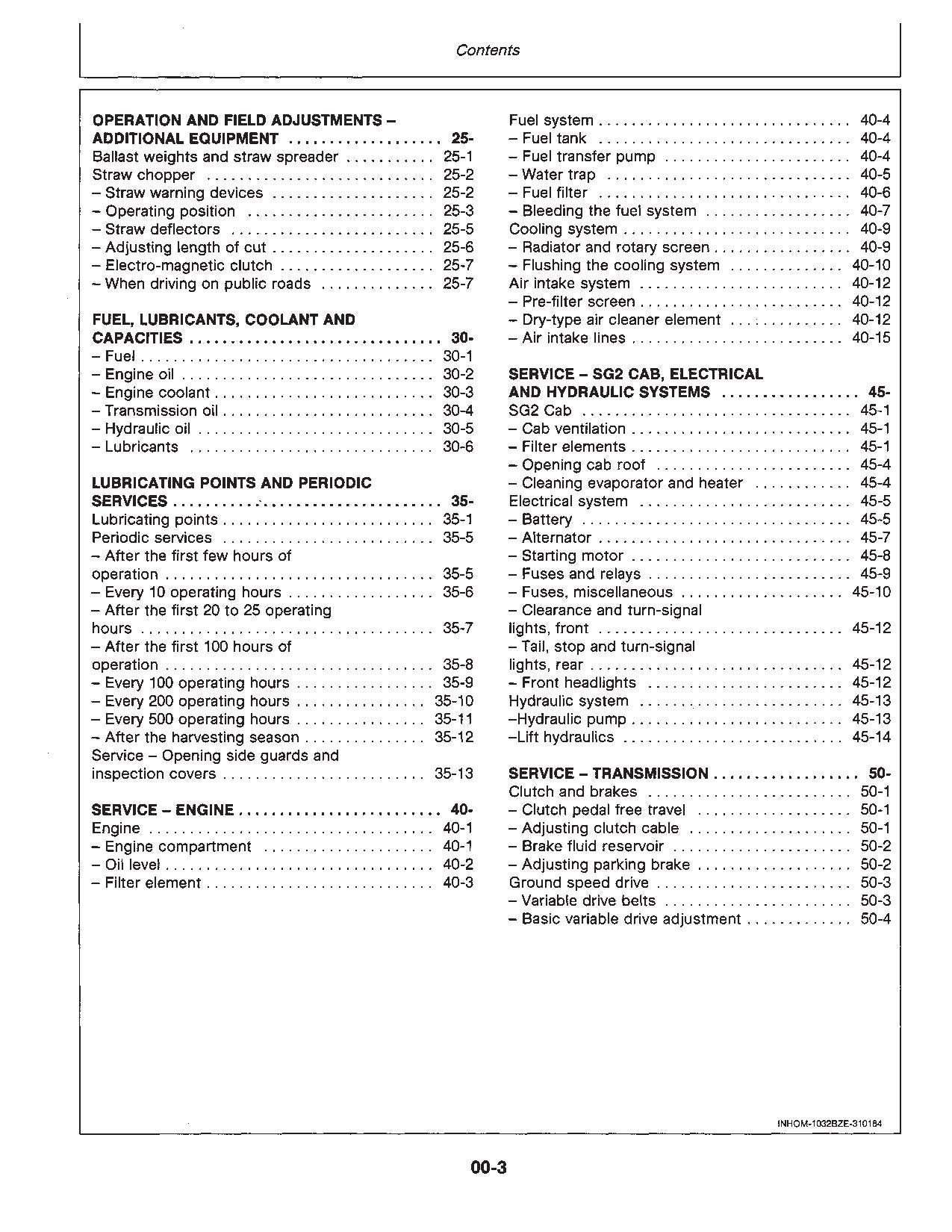 JOHN DEERE 1032 1042 1052  COMBINE OPERATOR MANUAL #1