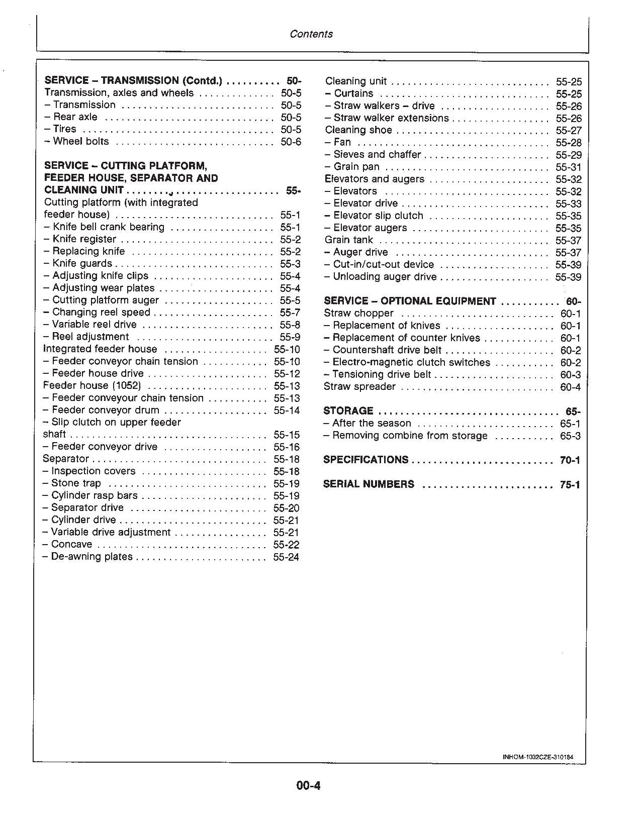 JOHN DEERE 1032 1042 1052  COMBINE OPERATOR MANUAL #1