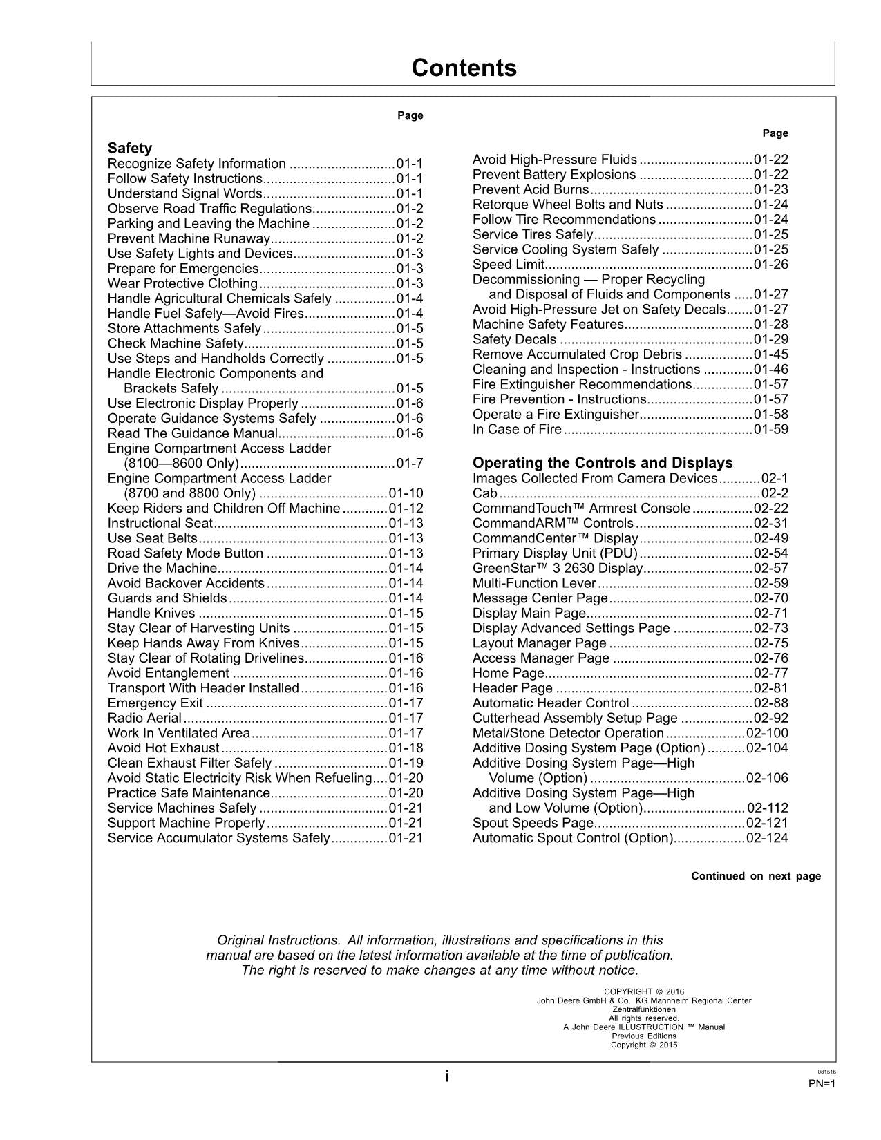 JOHN DEERE 8500 8600 8700 8800 HARVESTER OPERATORS MANUAL OMZ93144