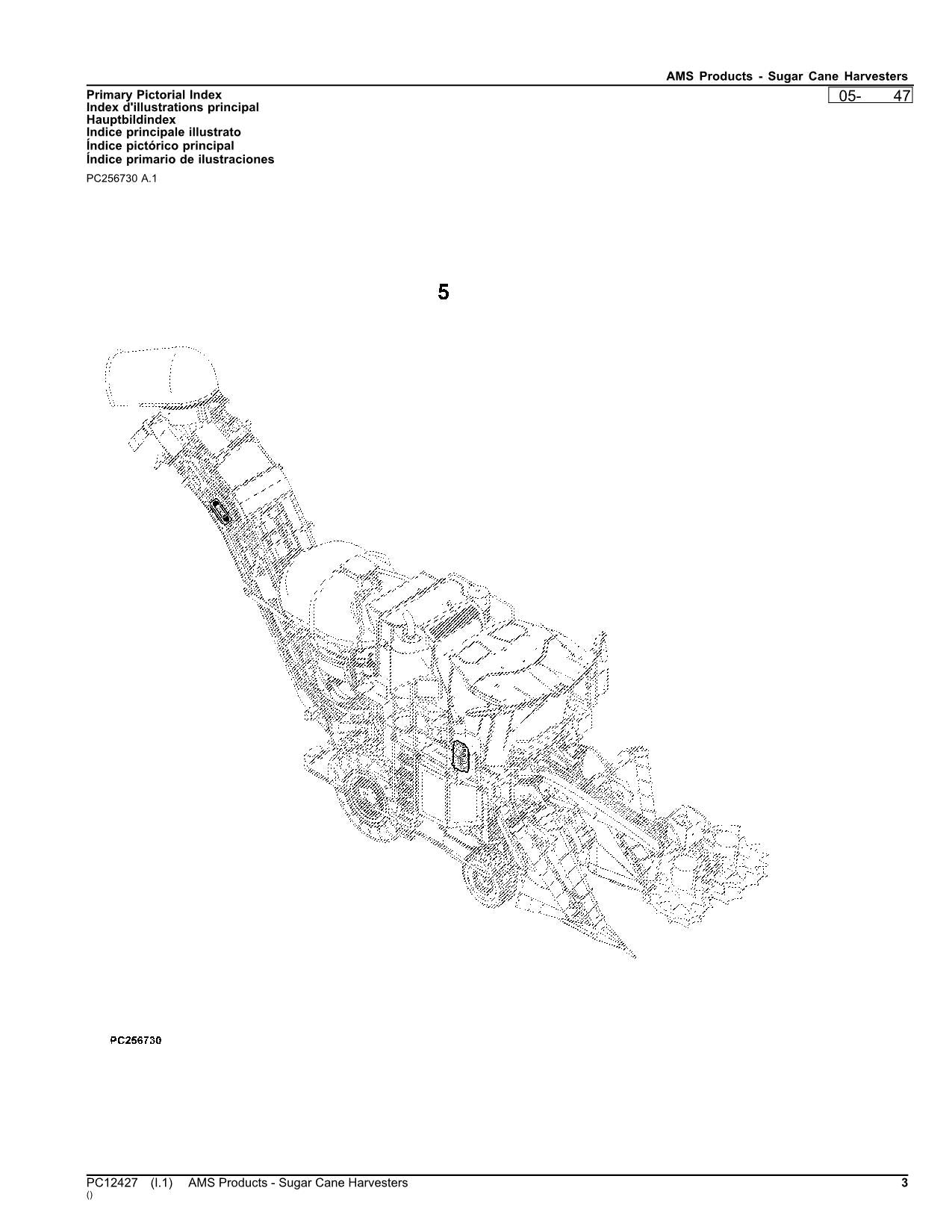 JOHN DEERE 1800 2600 2630 3000 300AMS SUGAR CANE HARVESTER PARTS CATALOG MANUAL