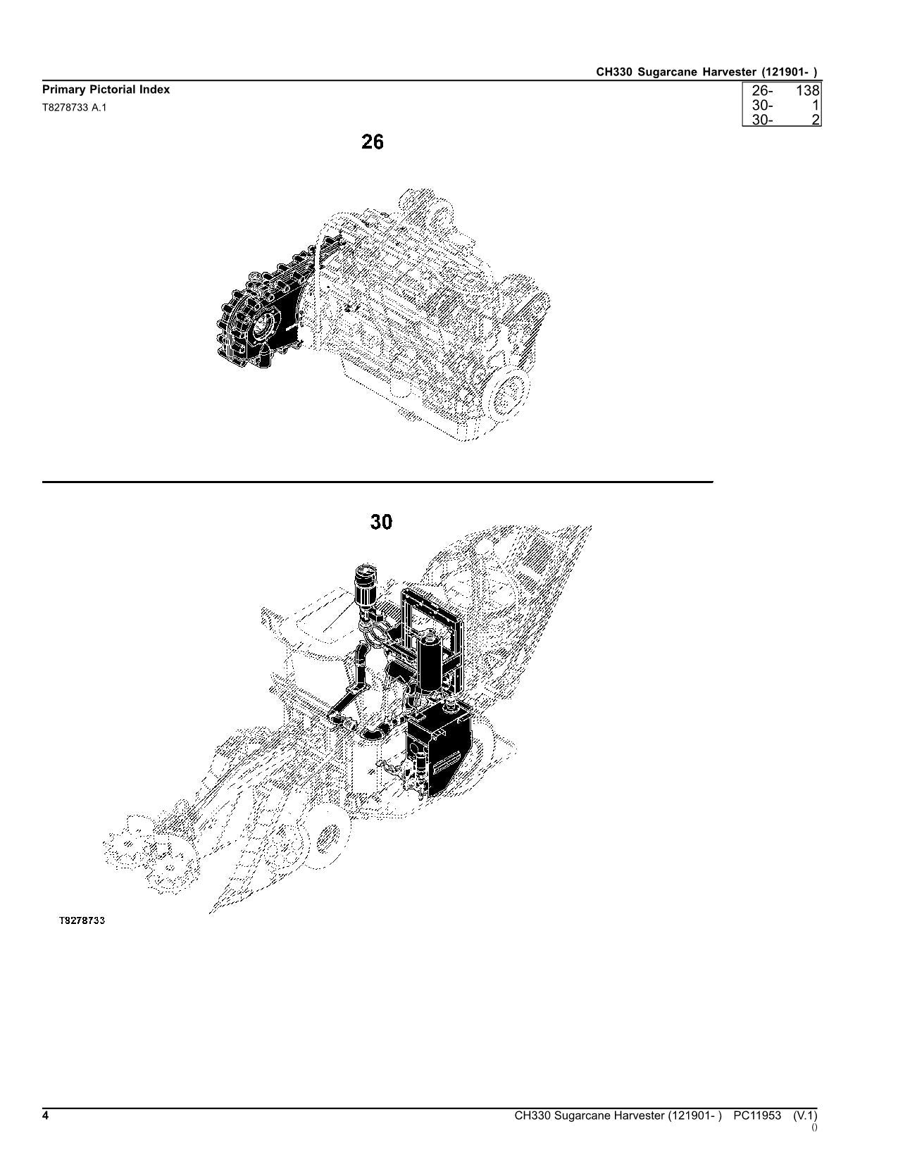 JOHN DEERE CH330 HARVESTER PARTS CATALOG MANUAL SER 121901-