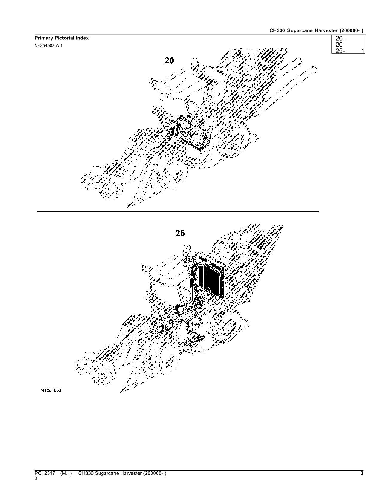 JOHN DEERE CH330 HARVESTER PARTS CATALOG MANUAL SER 200000-