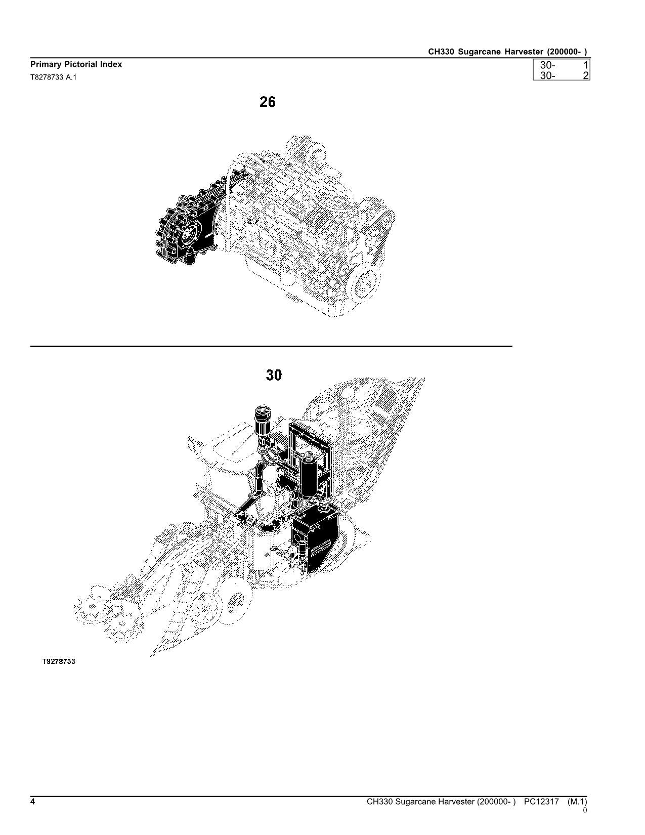 JOHN DEERE CH330 HARVESTER PARTS CATALOG MANUAL SER 200000-