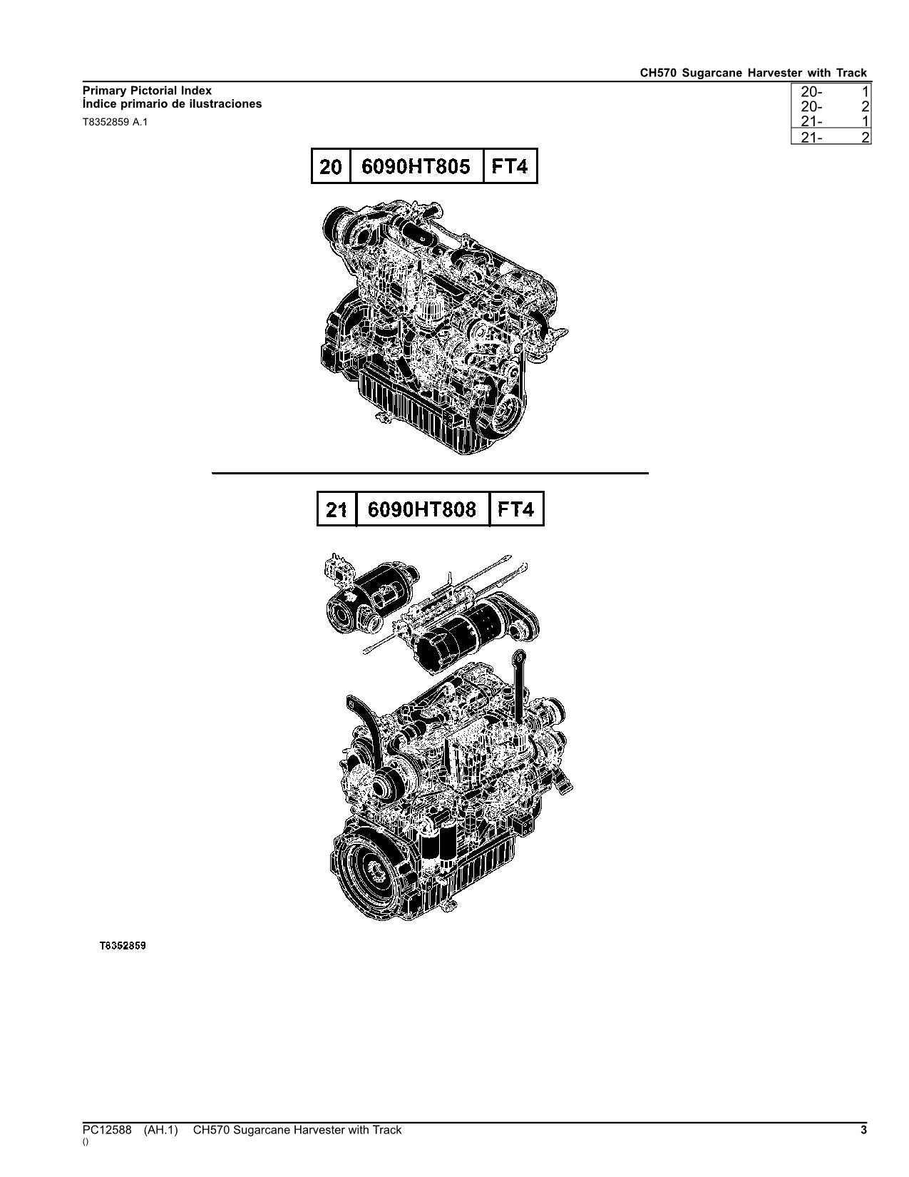 JOHN DEERE CH570 HARVESTER WITH TRACK PARTS CATALOG MANUAL