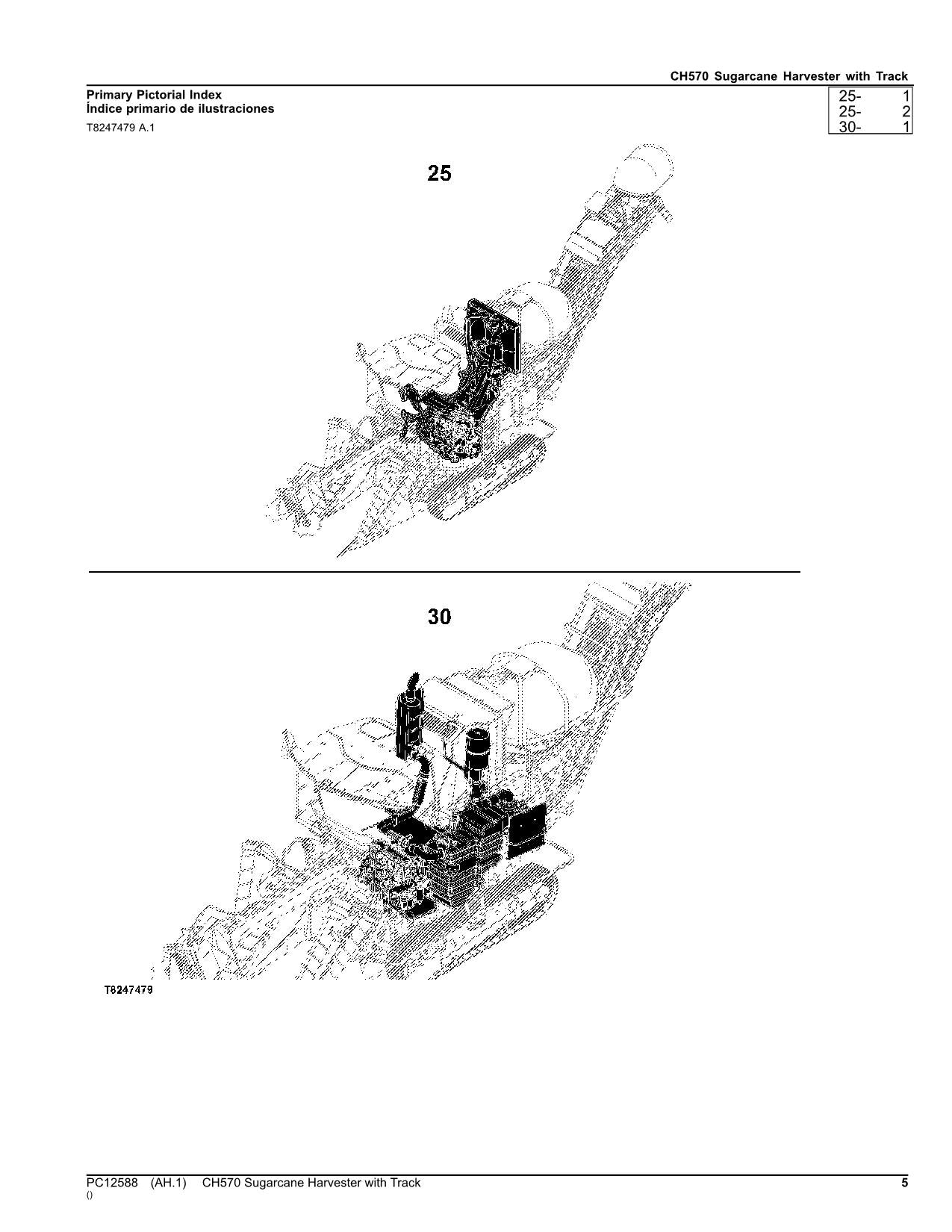 JOHN DEERE CH570 HARVESTER WITH TRACK PARTS CATALOG MANUAL