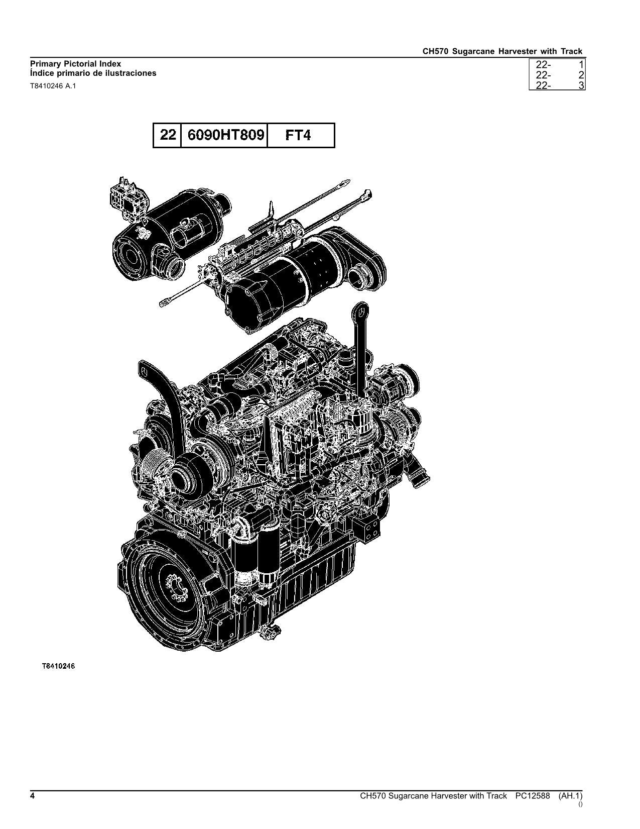 JOHN DEERE CH570 HARVESTER WITH TRACK PARTS CATALOG MANUAL