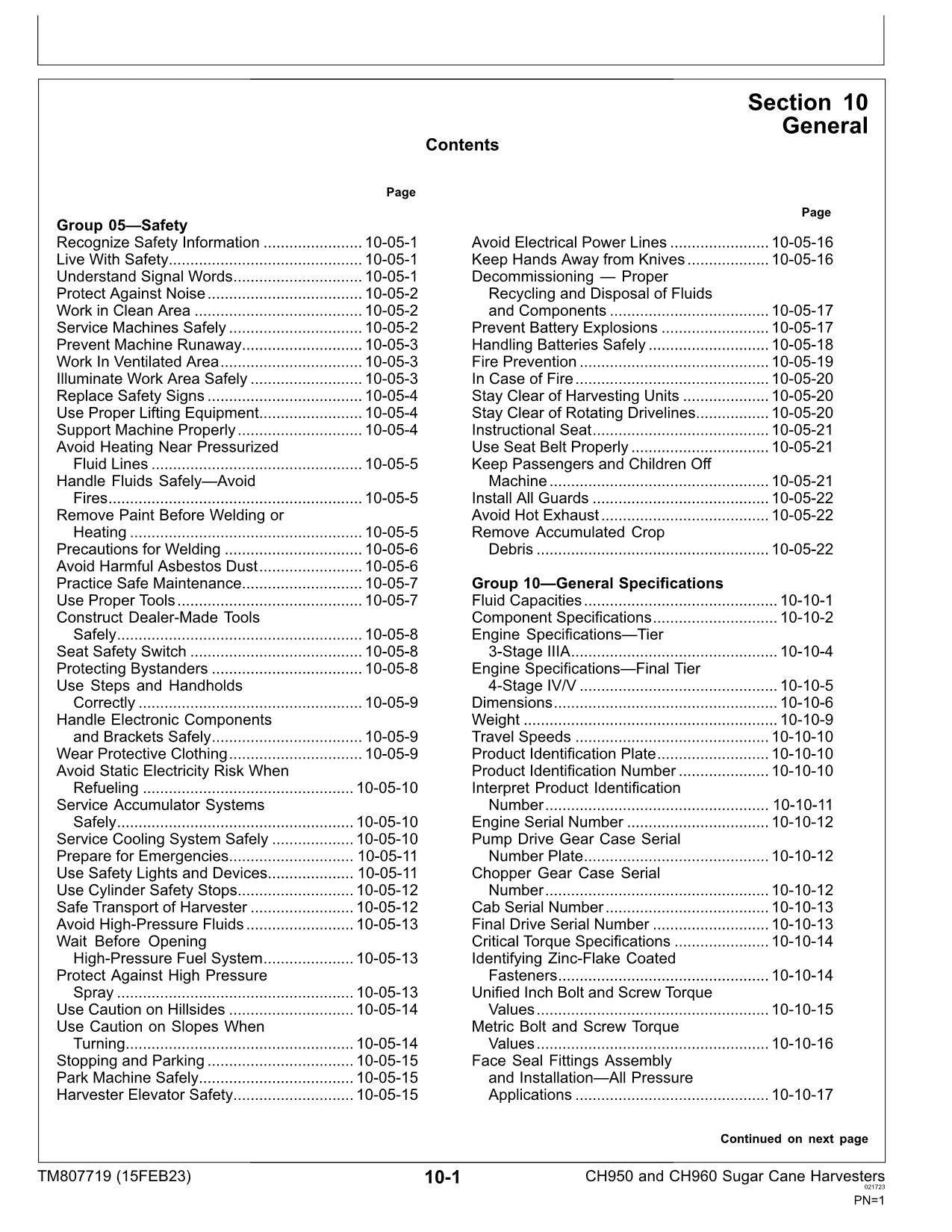 JOHN DEERE CH950  CH960 HARVESTER REPAIR SERVICE MANUAL #1