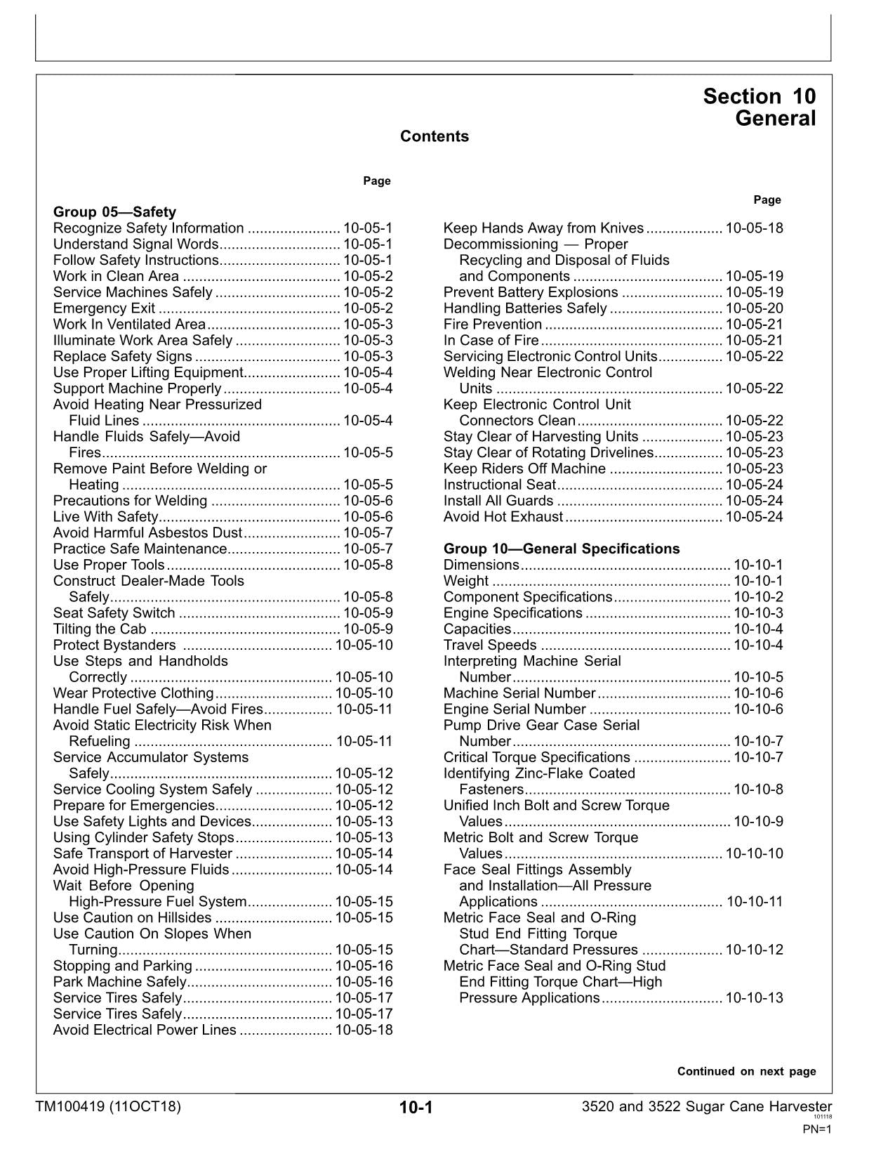 JOHN DEERE 3520 3522 HARVESTER REPAIR SERVICE TECHNICAL MANUAL TM100419