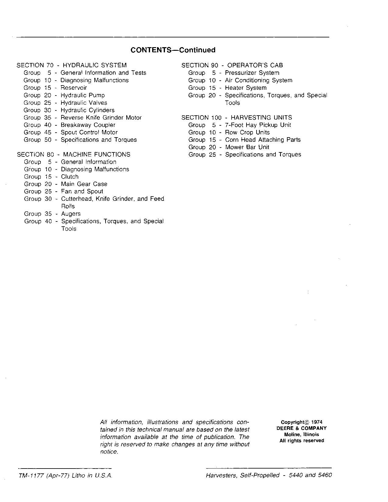 JOHN DEERE 5440 5460 MÄHDRESCHER SERVICEHANDBUCH