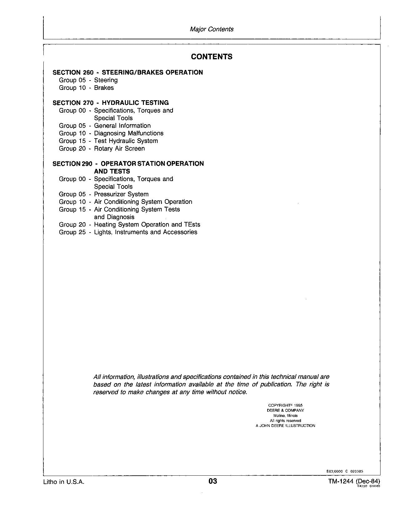 JOHN DEERE KERNEL 5720 5820 HARVESTER REPAIR SERVICE TECHNICAL MANUAL TM1244