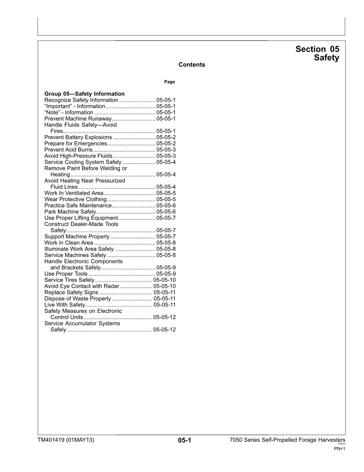 JOHN DEERE 7750 7850 7950 HARVESTER DIAGNOSTIC SERVICE MANUAL TM401419