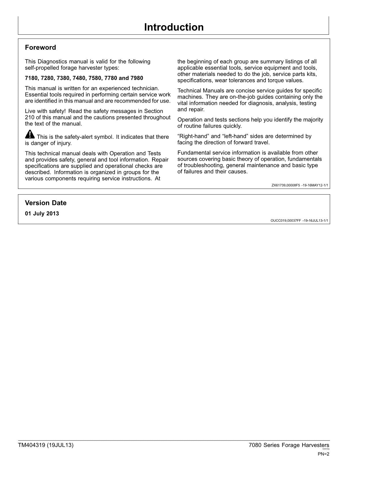 JOHN DEERE 7480 7580 7780 HARVESTER DIAGNOSTIC SERVICE MANUAL