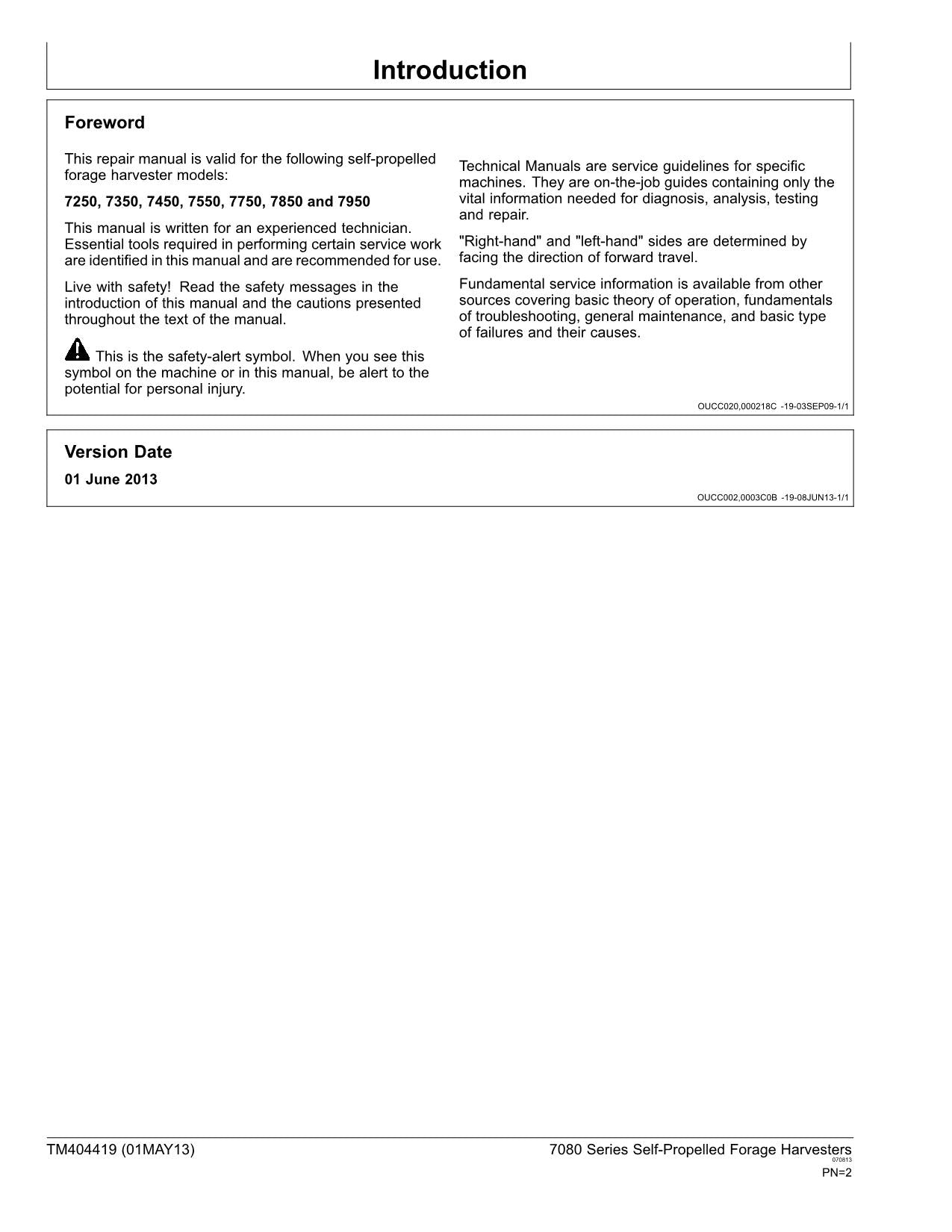 JOHN DEERE 7180 7280 7380 7480 7580 7780 HARVESTER REPAIR SERVICE MANUAL