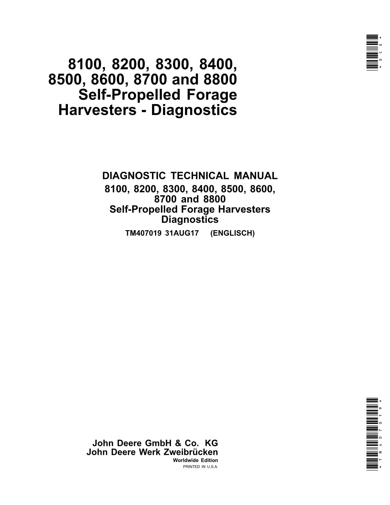 JOHN DEERE 8100 8200 8300 8400 8500 8600 HARVESTER DIAGNOSTIC SERVICE MANUAL #1