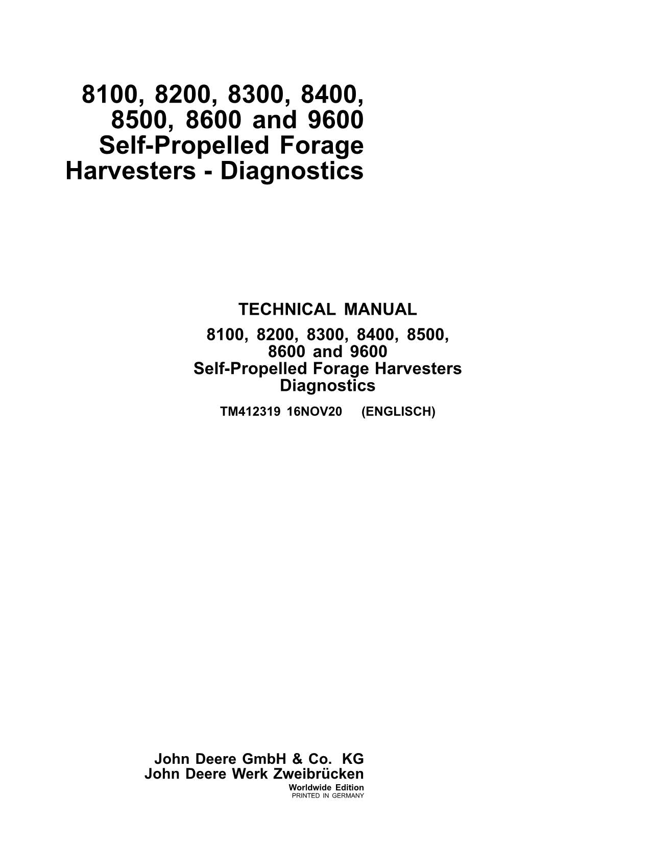 JOHN DEERE 8100 8200 8300 HARVESTER DIAGNOSE SERVICEHANDBUCH