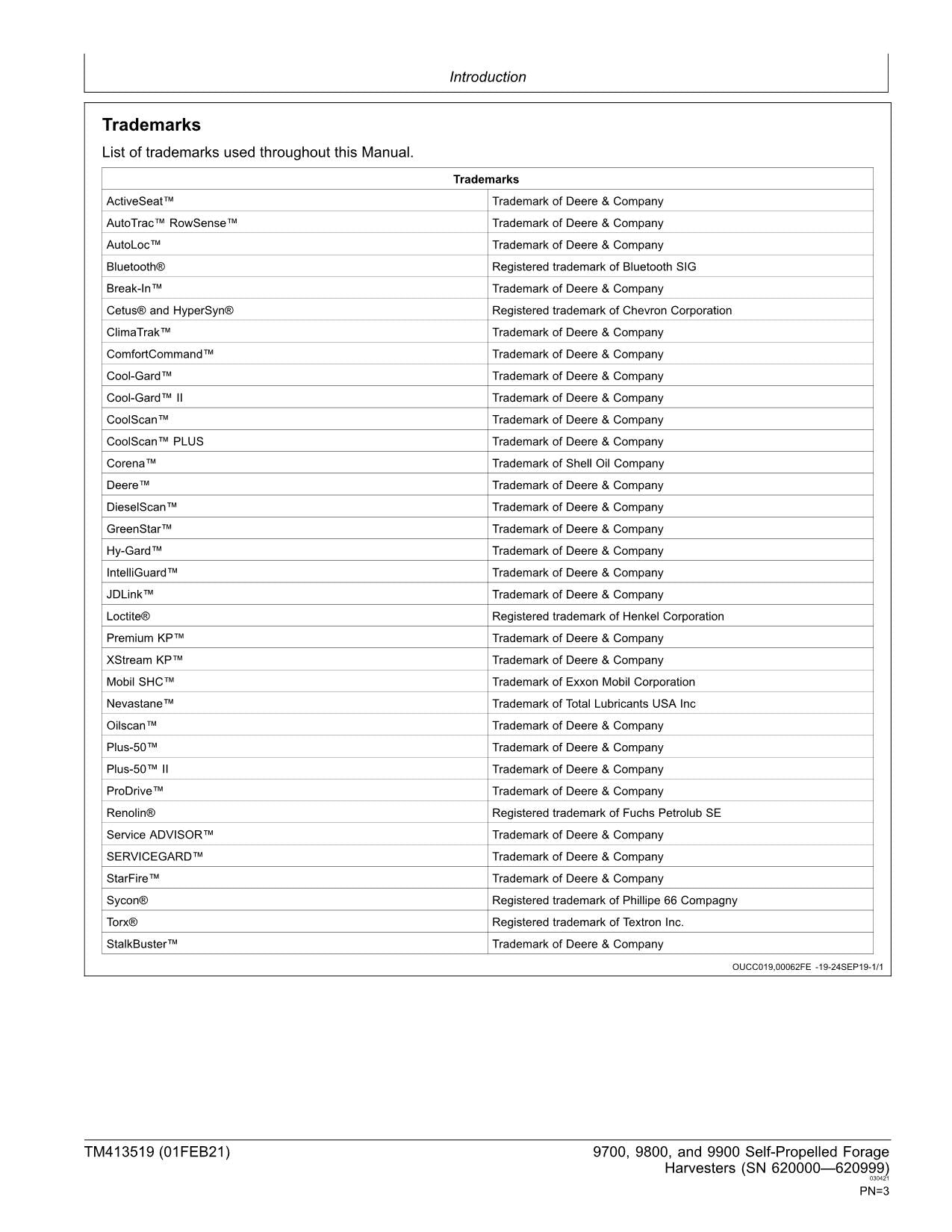 JOHN DEERE 9700 9800 9900 HARVESTER REPAIR SERVICE MANUAL SER 620000-620999