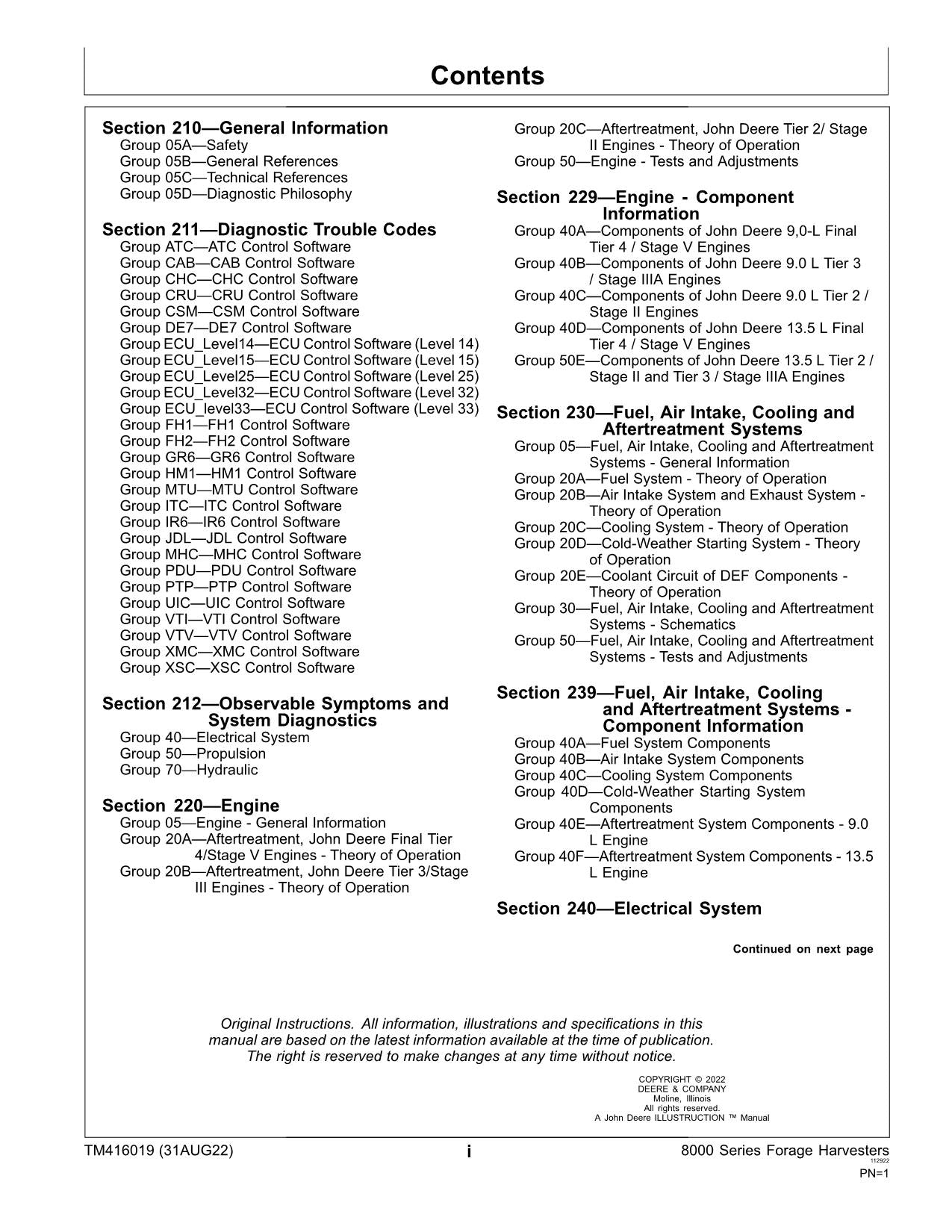 MANUEL D'ENTRETIEN DIAGNOSTIQUE DE LA MOISSONNEUSE JOHN DEERE 8200 8300 8100 623000-