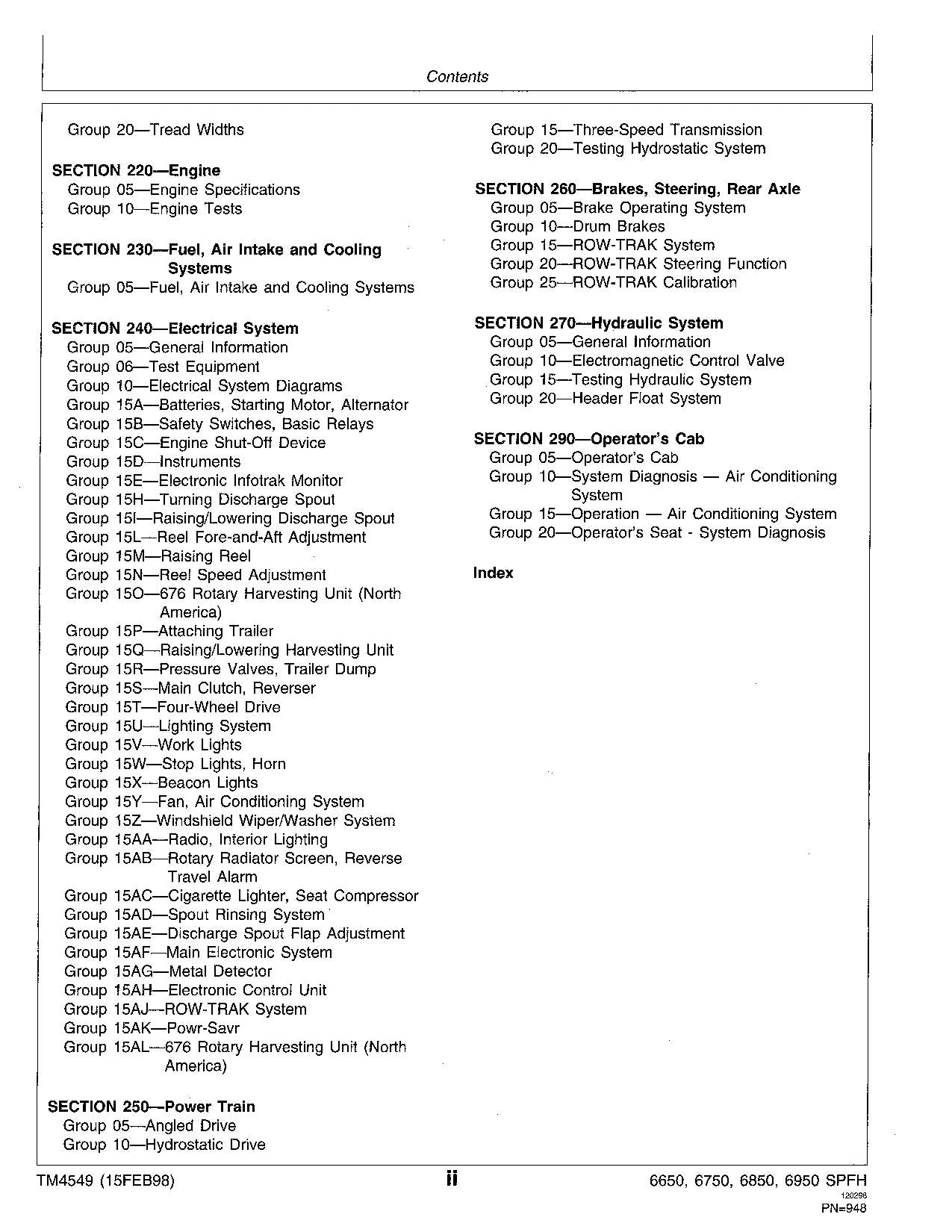 JOHN DEERE 6650  6750  6850  6950 HARVESTER SERVICE MANUAL SER 000000-503680