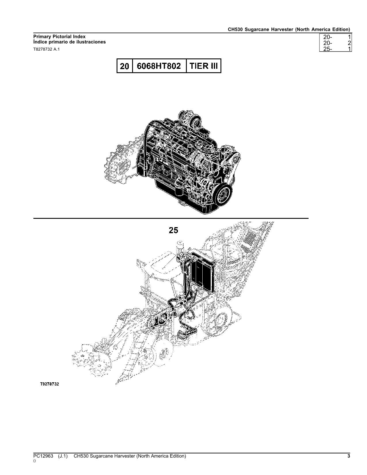 JOHN DEERE CH530 HARVESTER PARTS CATALOG MANUAL NORTH AMERICAN EDITION