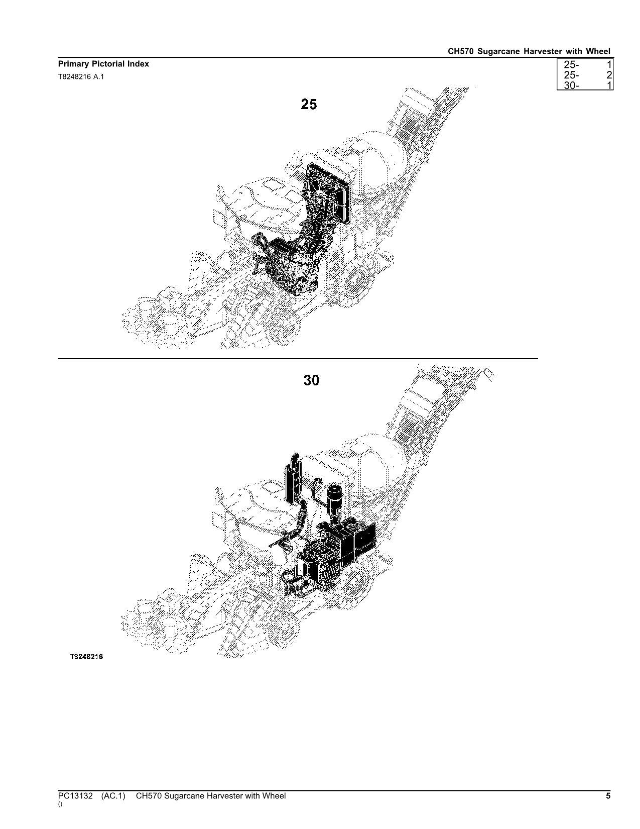 JOHN DEERE CH570 WHEEL SUGARCANE HARVESTER PARTS CATALOG MANUAL