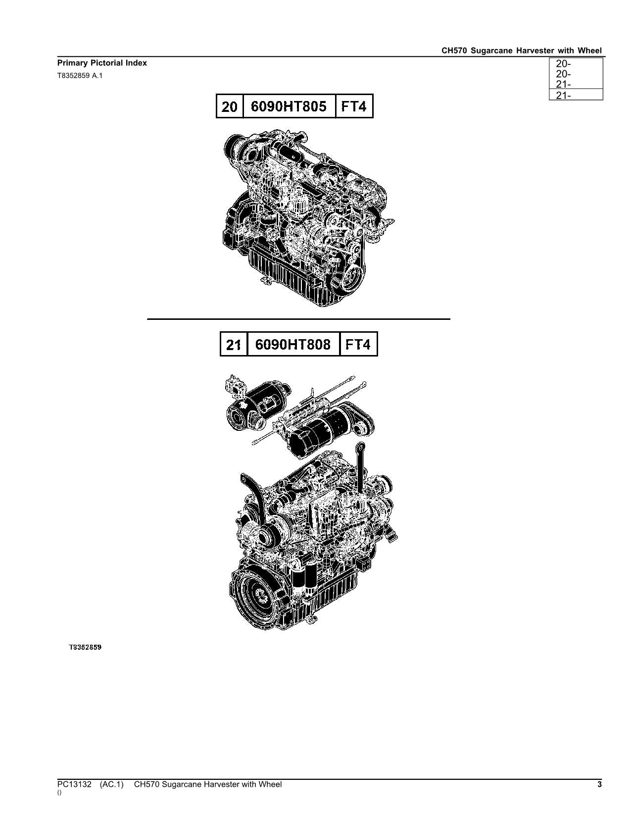 JOHN DEERE CH570 WHEEL SUGARCANE HARVESTER PARTS CATALOG MANUAL