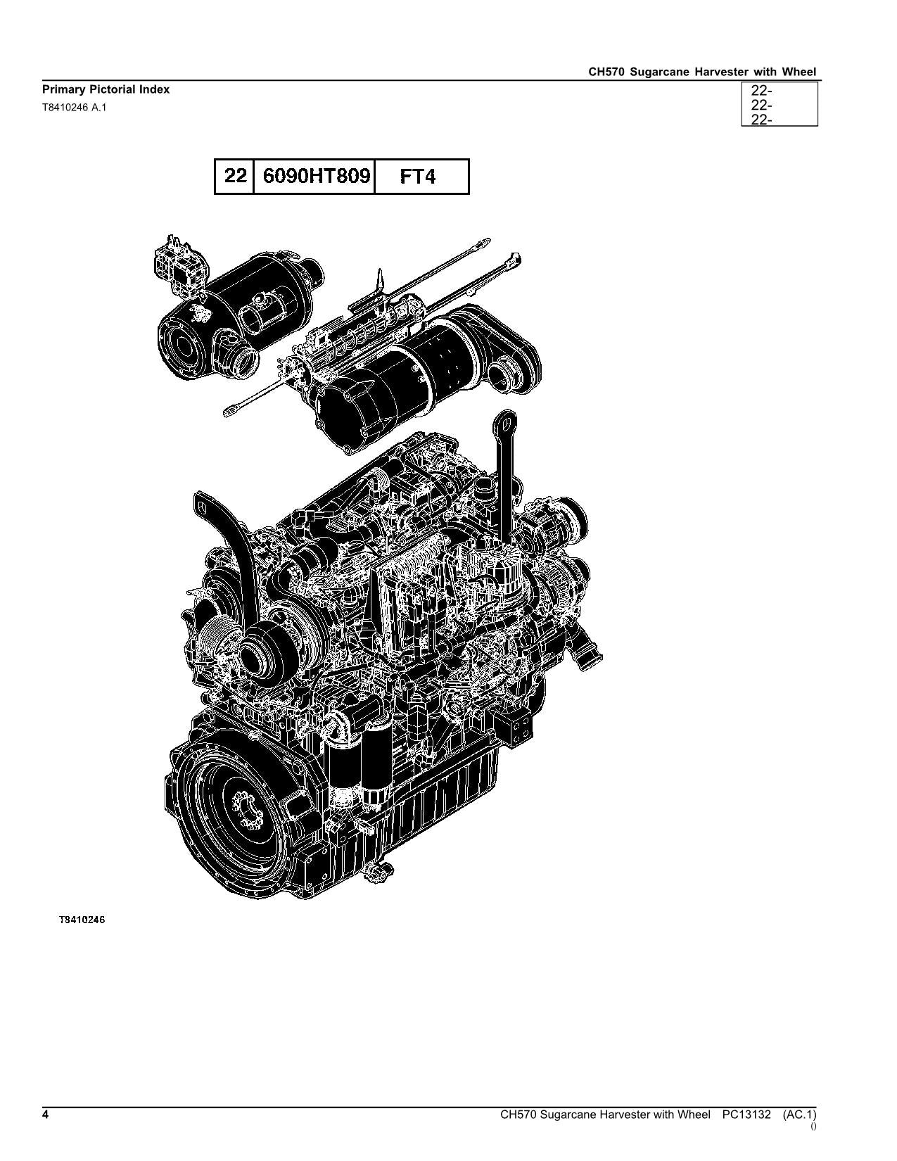 JOHN DEERE CH570 WHEEL SUGARCANE HARVESTER PARTS CATALOG MANUAL