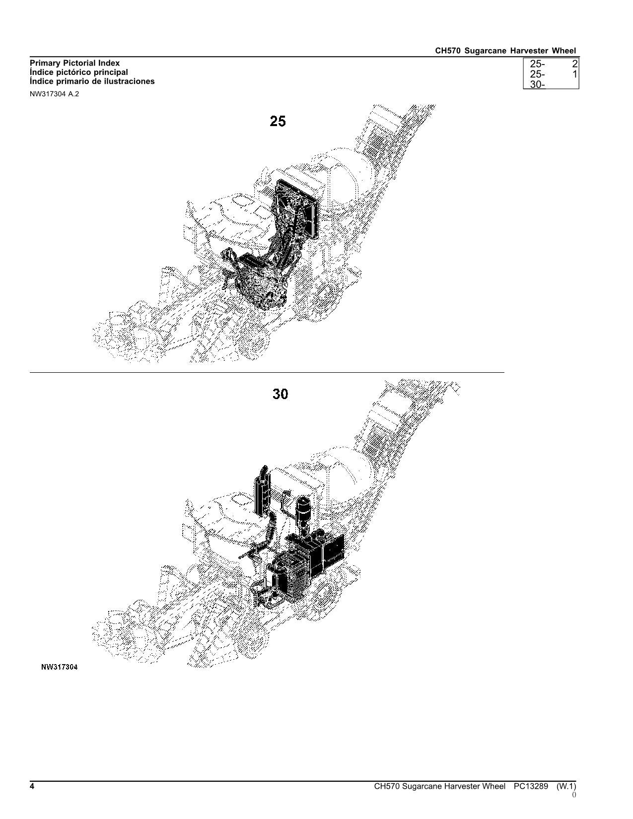 JOHN DEERE CH570 SUGARCANE HARVESTER PARTS CATALOG MANUAL