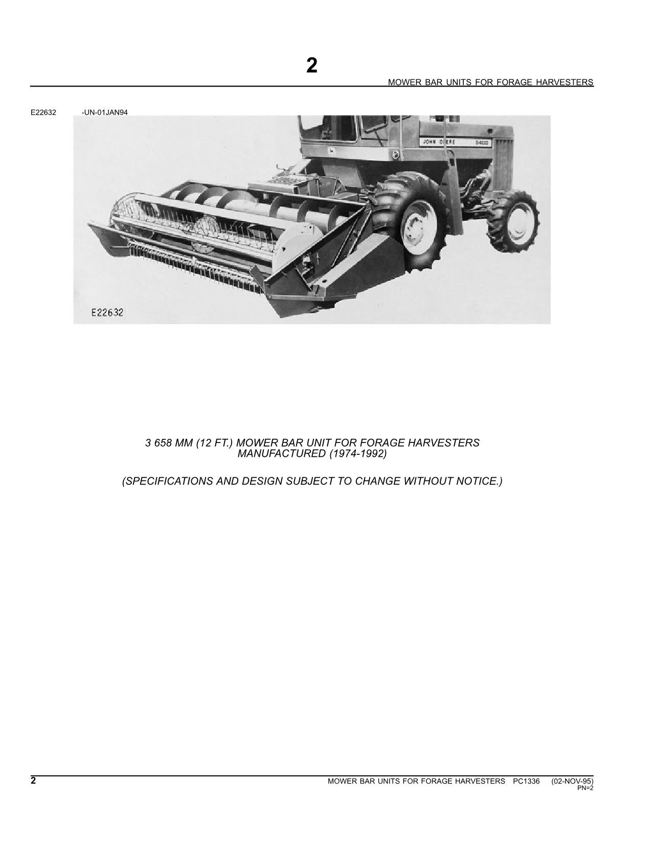 JOHN DEERE 5720 5730 5830 3950 6750 3970 3940 HARVESTER PARTS CATALOG MANUAL