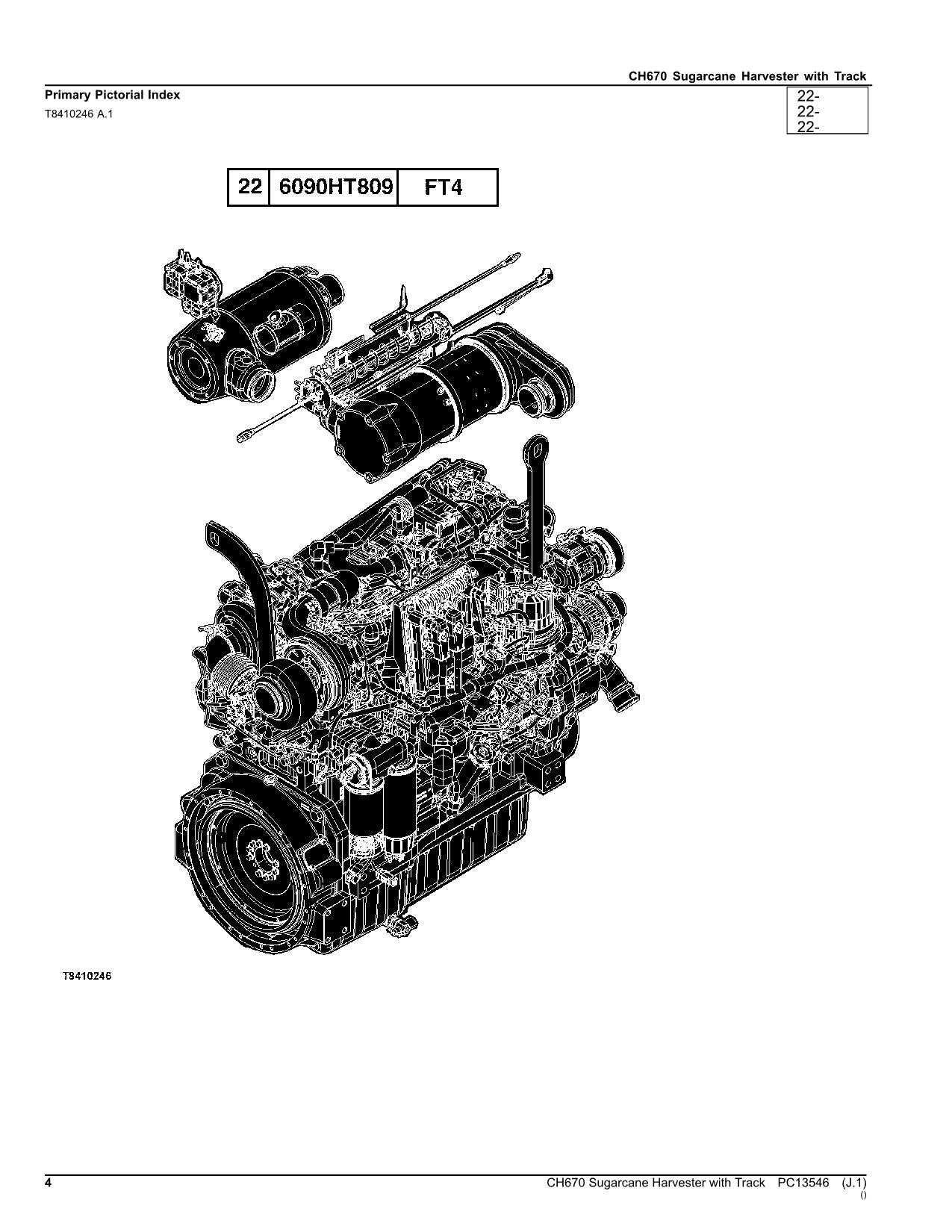 JOHN DEERE CH670 HARVESTER WITH TRACK PARTS CATALOG MANUAL