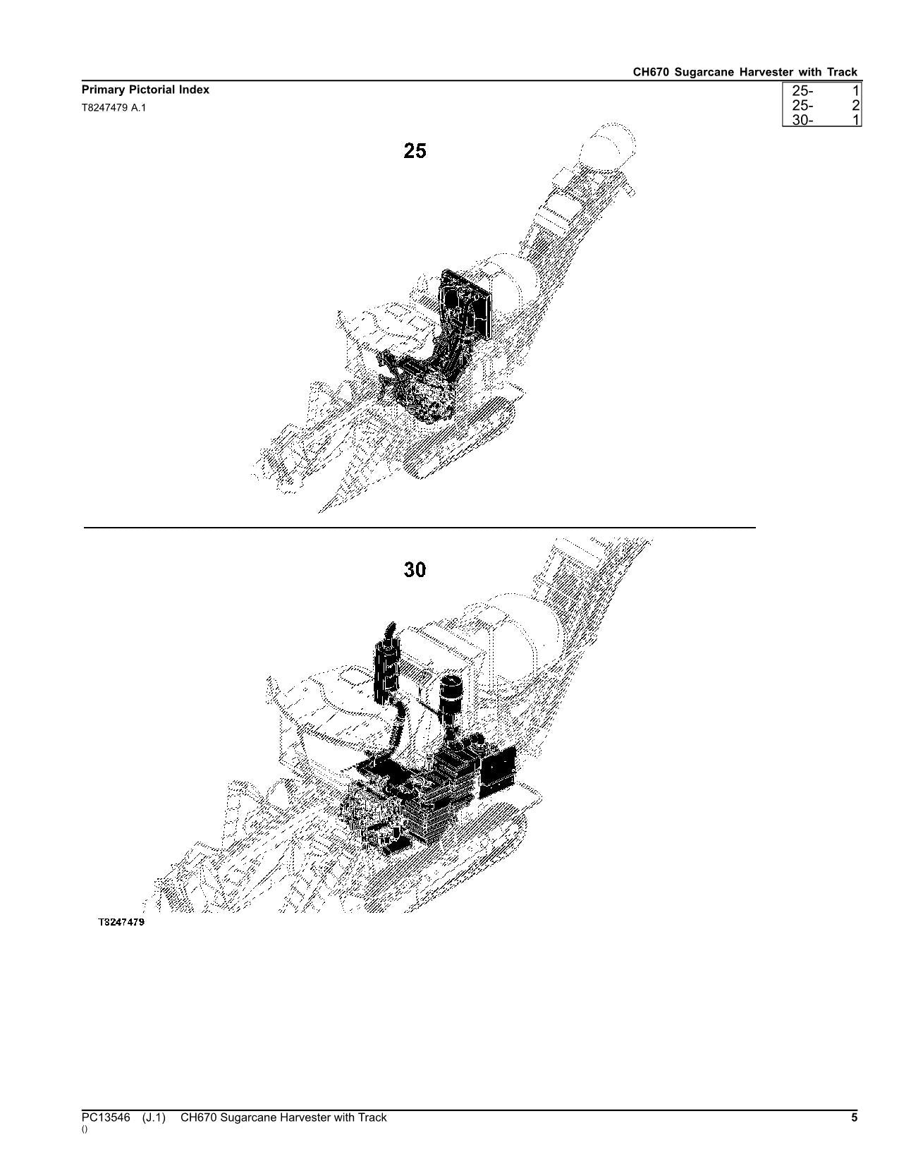 JOHN DEERE CH670 HARVESTER WITH TRACK PARTS CATALOG MANUAL