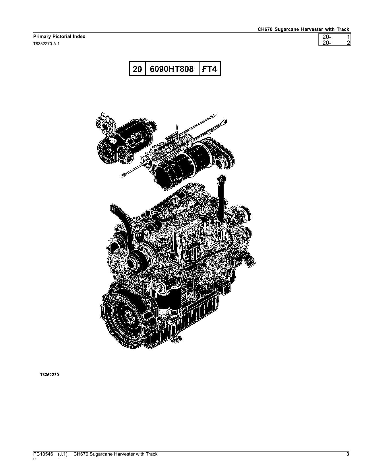 JOHN DEERE CH670 HARVESTER WITH TRACK PARTS CATALOG MANUAL