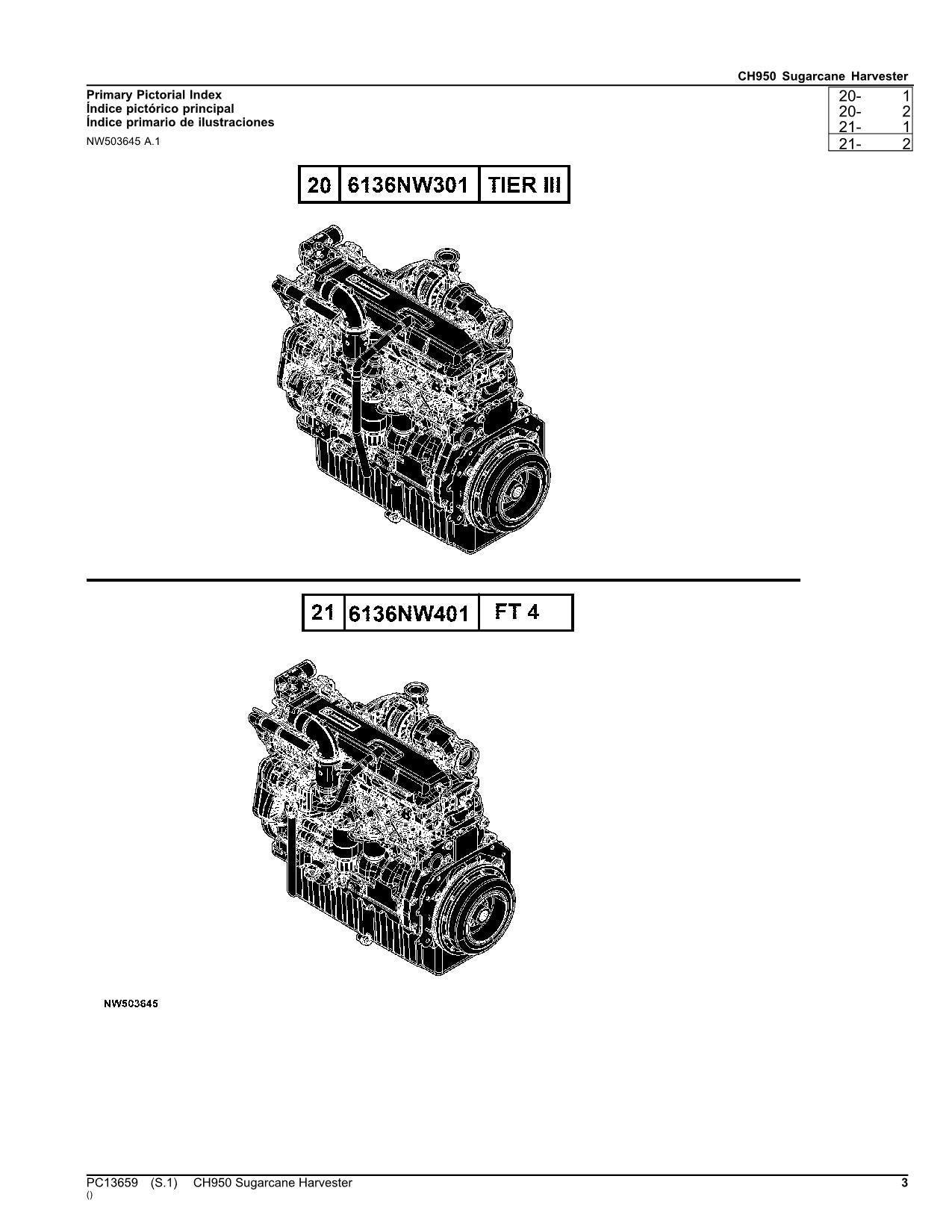 JOHN DEERE CH950 SUGARCANE HARVESTER PARTS CATALOG MANUAL