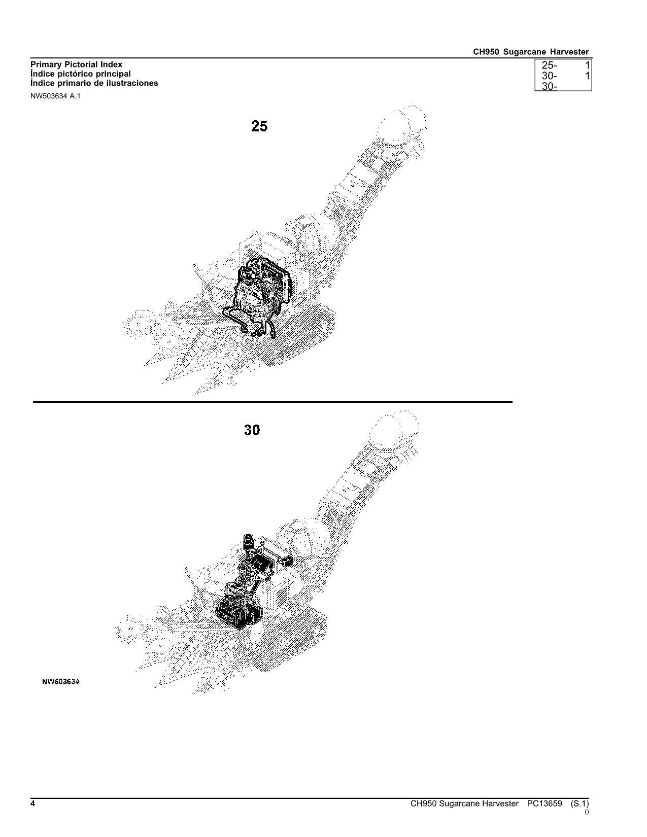 JOHN DEERE CH950 SUGARCANE HARVESTER PARTS CATALOG MANUAL