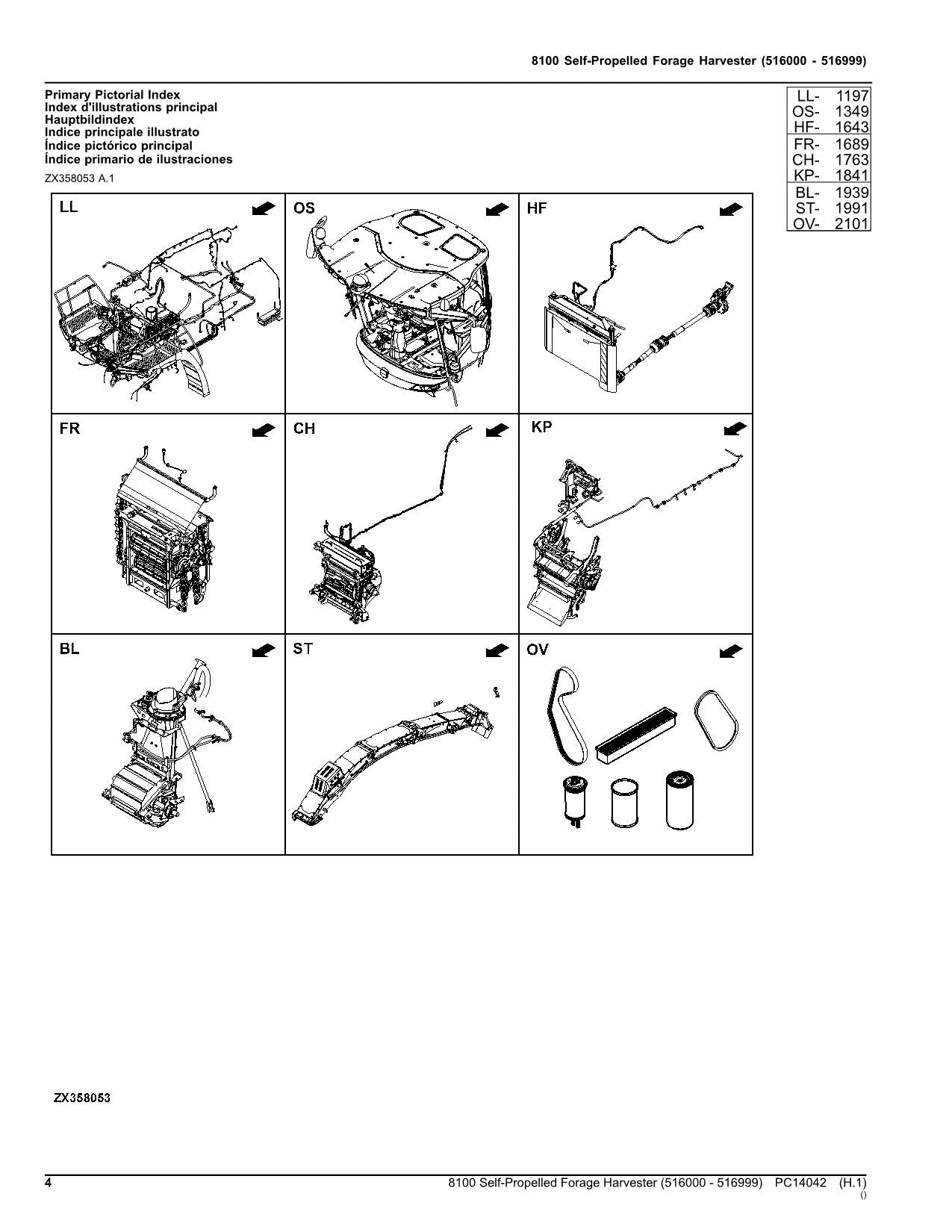 JOHN DEERE 8100 HARVESTER PARTS CATALOG MANUAL SER 516000 - 516999